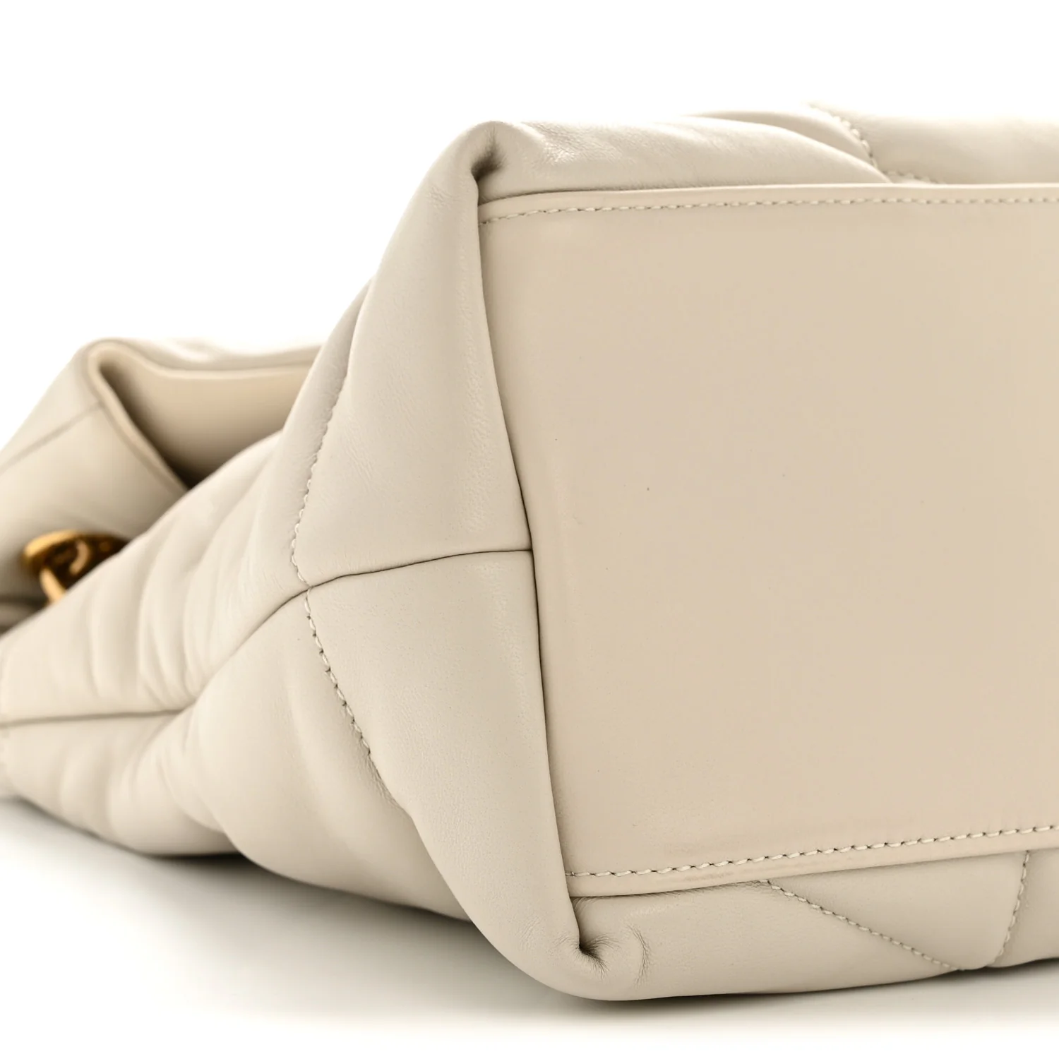Lambskin Quilted Medium Loulou Puffer Monogram Chain Satchel Crema Soft - Image 9