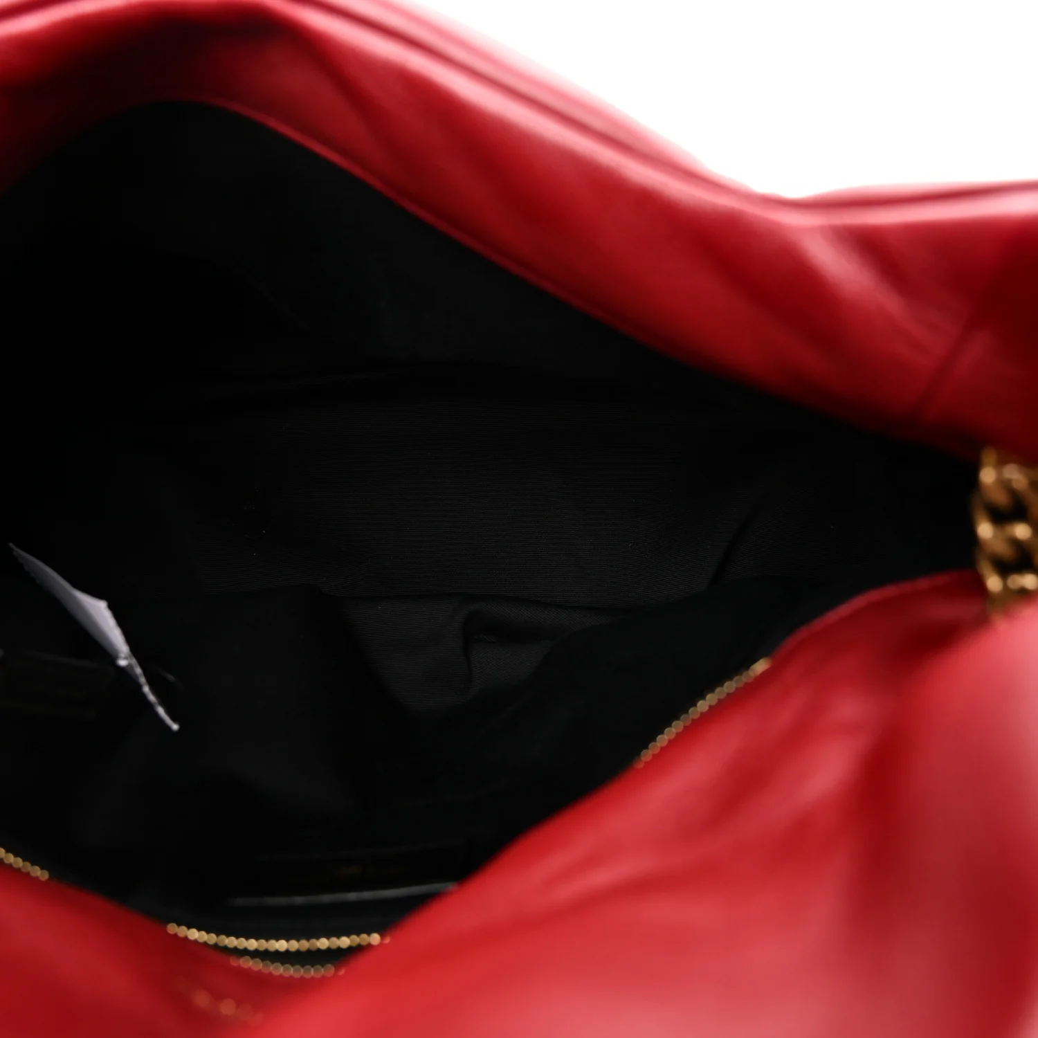 Lambskin Quilted Medium Loulou Puffer Monogram Chain Satchel Opyum Red - Image 5