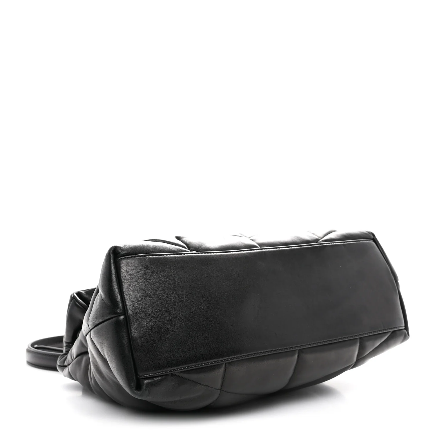 Lambskin Quilted Monogram Monochrome Medium Loulou Puffer Chain Satchel Black - Image 4