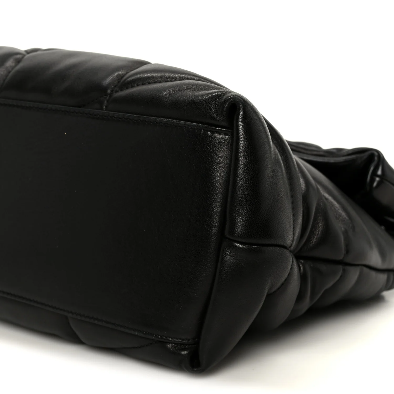 Lambskin Quilted Monogram Monochrome Medium Loulou Puffer Chain Satchel Black - Image 11