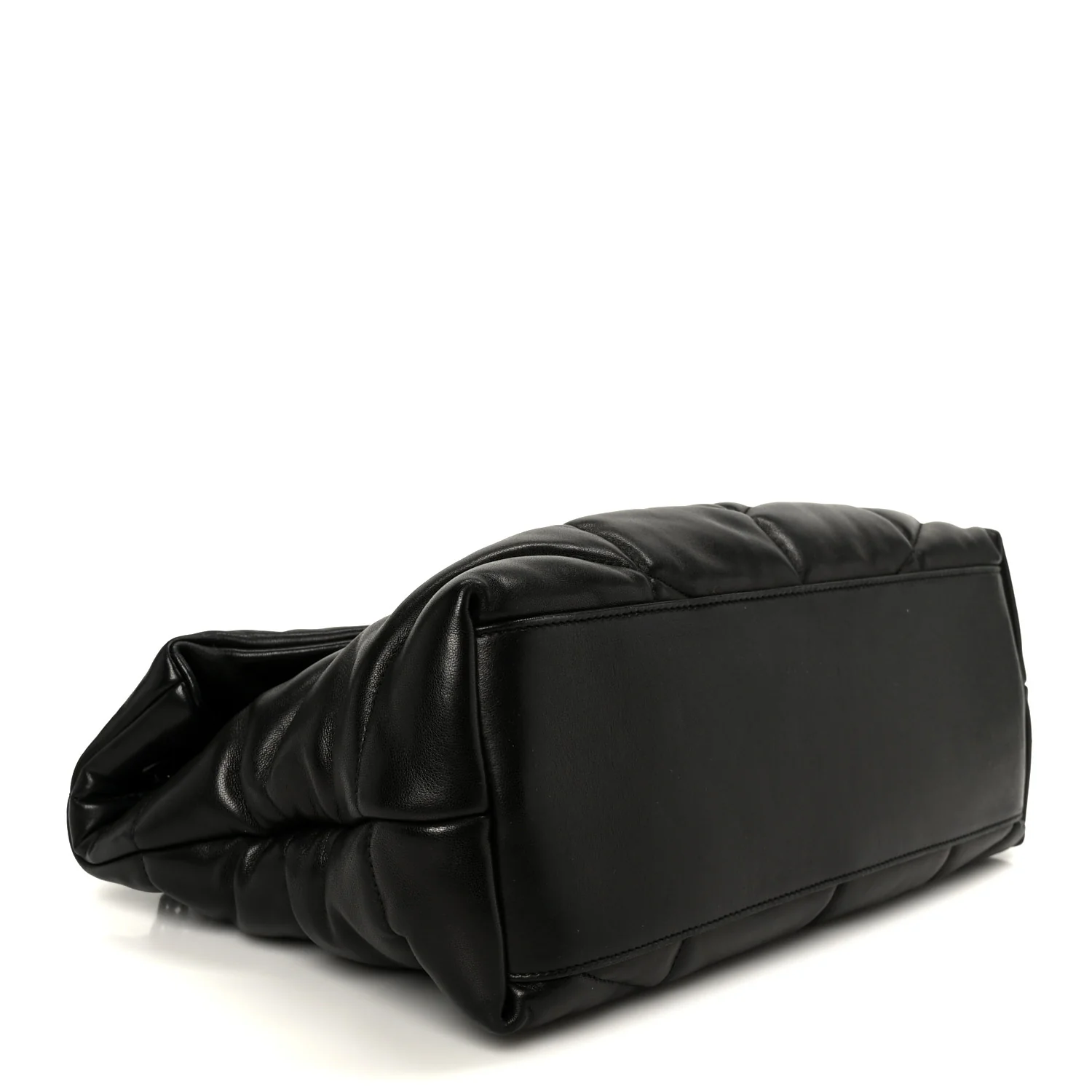 Lambskin Quilted Monogram Monochrome Medium Loulou Puffer Chain Satchel Black - Image 4