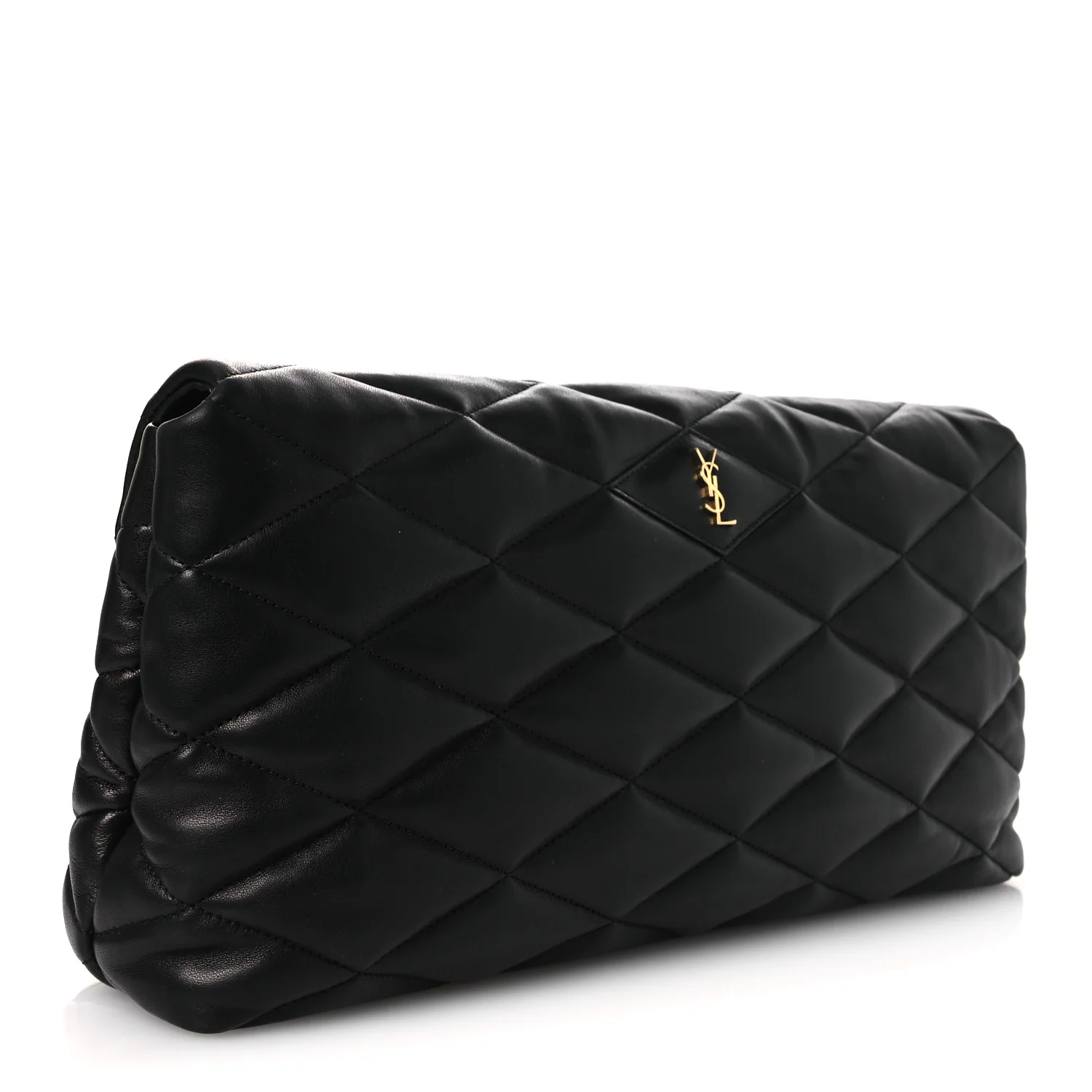 Lambskin Quilted Sade Puffer Envelope Clutch Black - Image 3