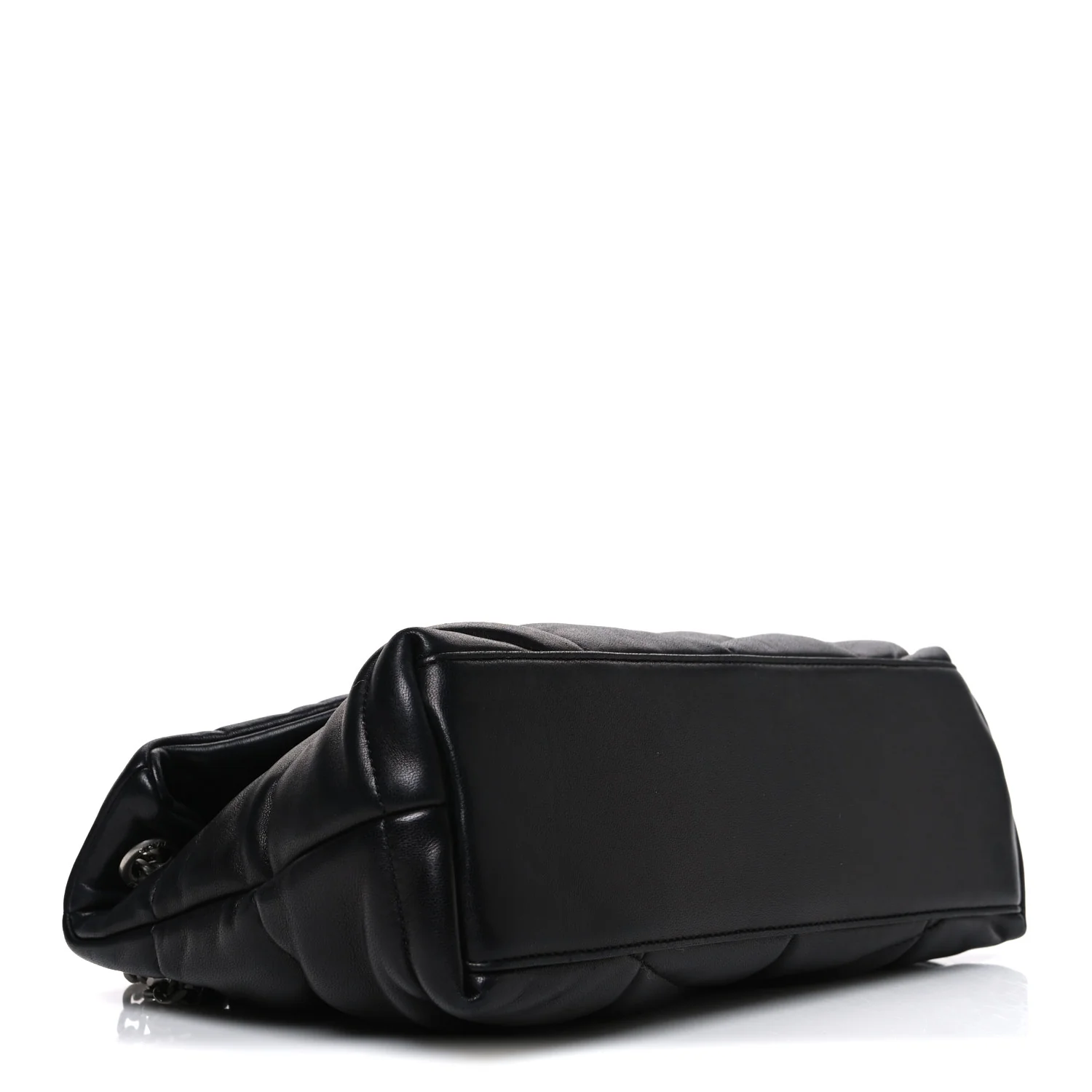 Lambskin Quilted Small Loulou Puffer Monogram Chain Satchel Black - Image 3