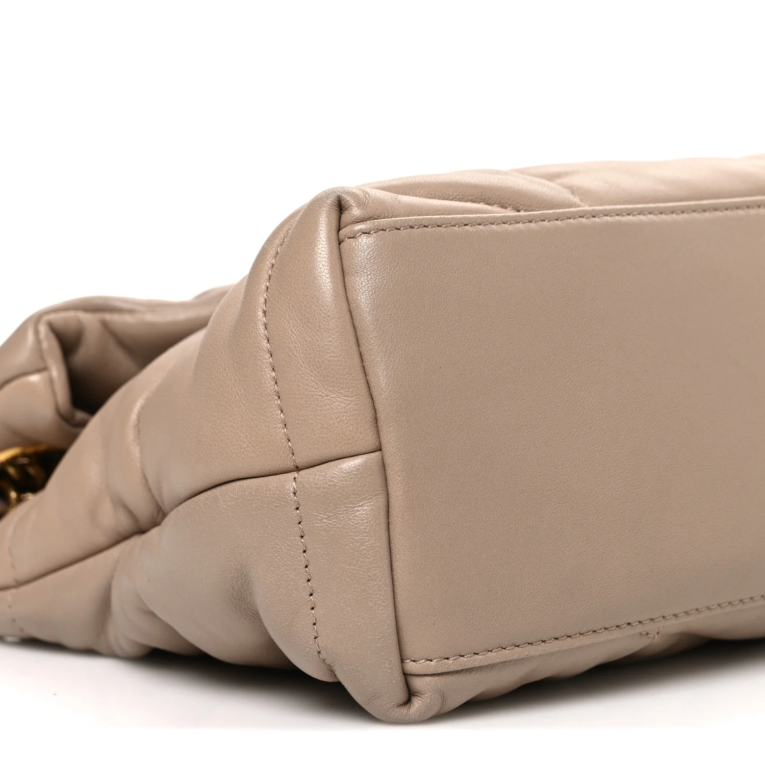 Lambskin Quilted Small Loulou Puffer Monogram Chain Satchel Dark Beige - Image 9