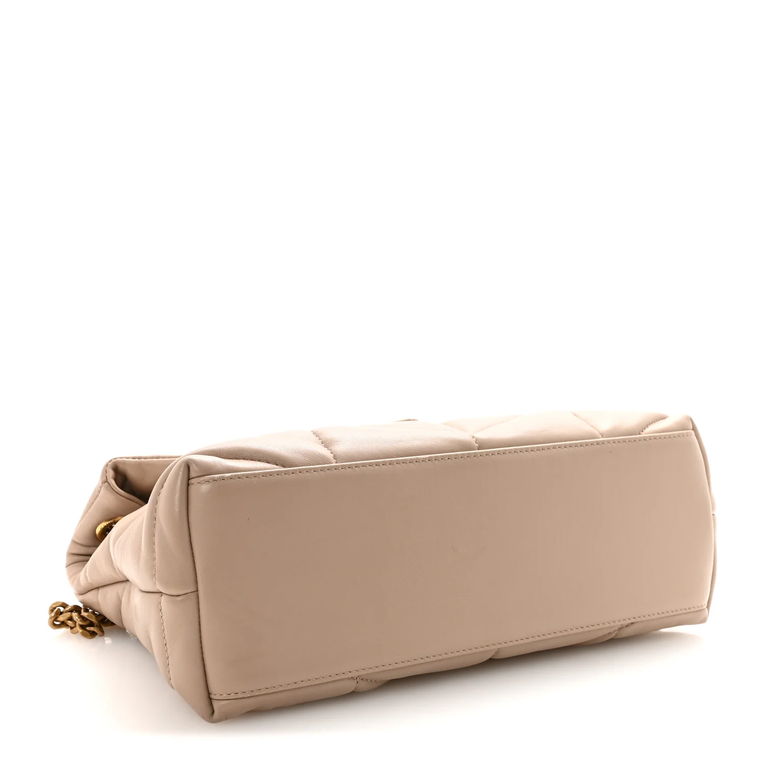 Lambskin Quilted Small Loulou Puffer Monogram Chain Satchel Dark Beige - Image 4