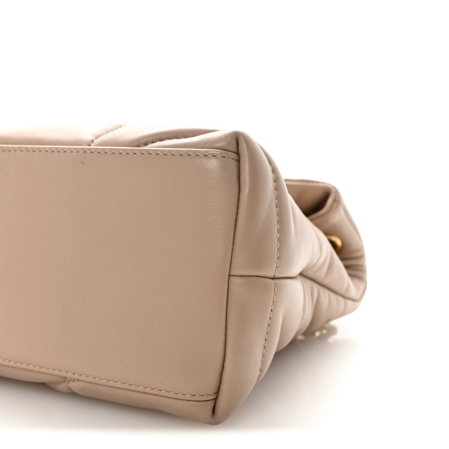 Lambskin Quilted Small Loulou Puffer Monogram Chain Satchel Dark Beige - Image 9