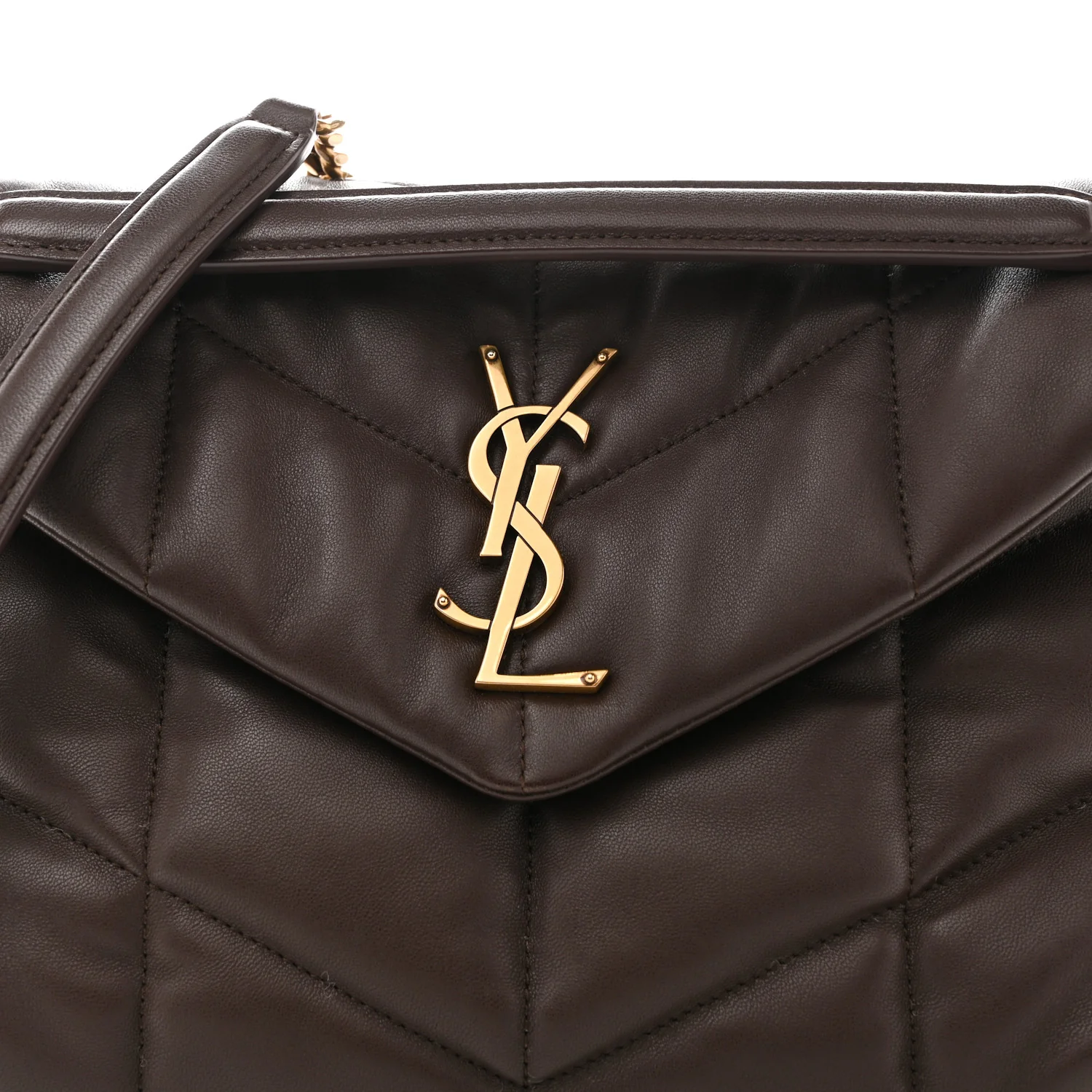 Lambskin Quilted Small Loulou Puffer Monogram Chain Satchel Dark Ganache - Image 8