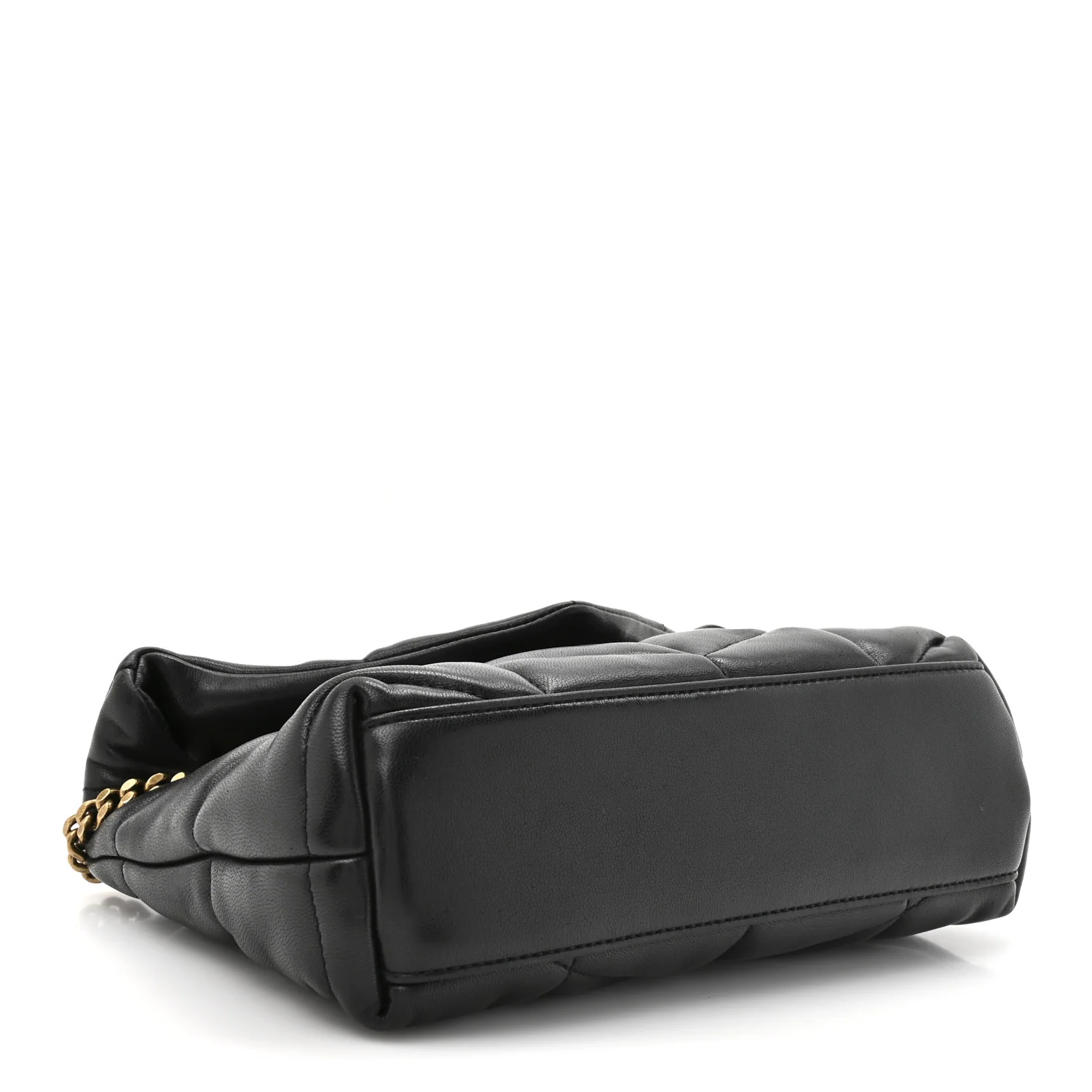 Lambskin Quilted Toy Loulou Puffer Monogram Chain Satchel Black - Image 4