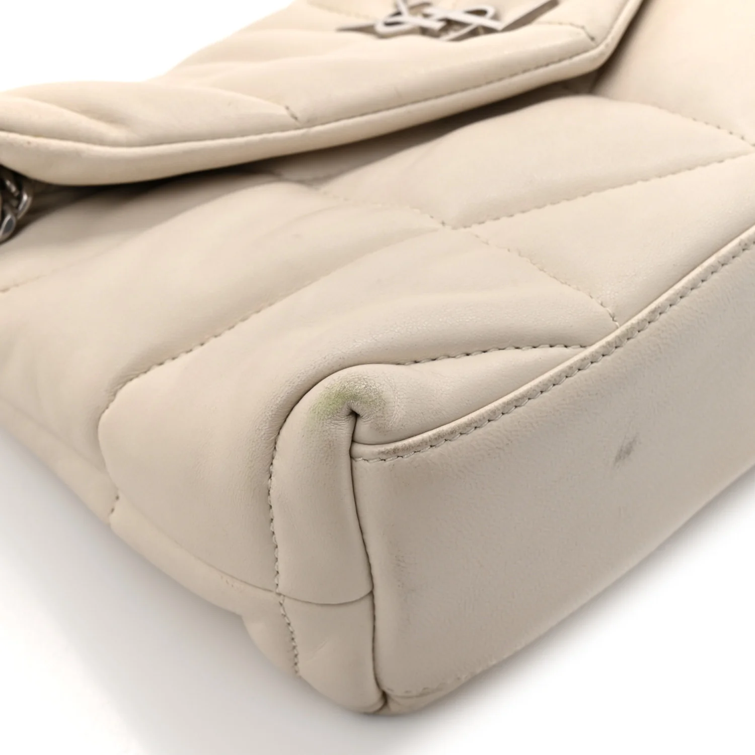 Lambskin Quilted Toy Loulou Puffer Monogram Chain Satchel Crema Soft - Image 10