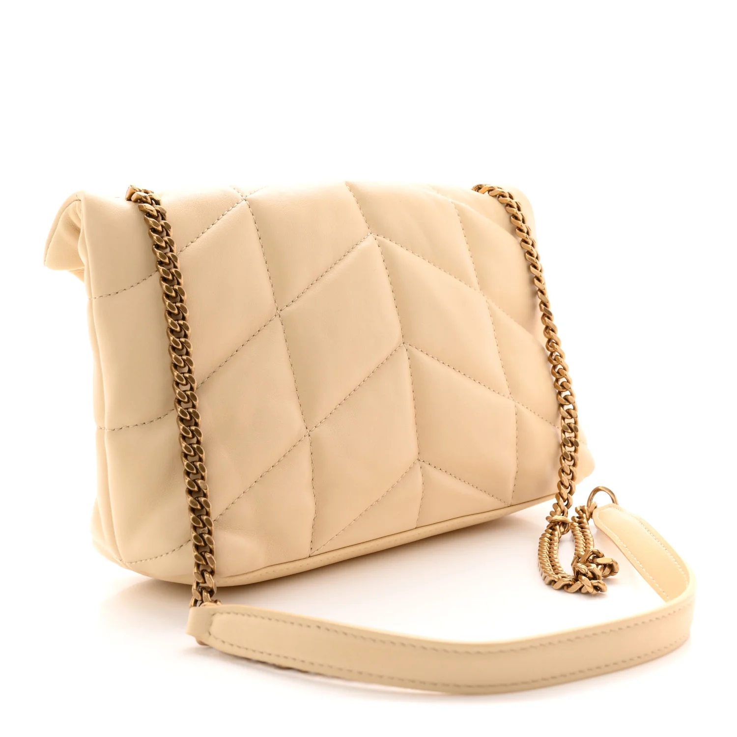 Lambskin Quilted Toy Loulou Puffer Monogram Chain Satchel Jaune Pale - Image 4