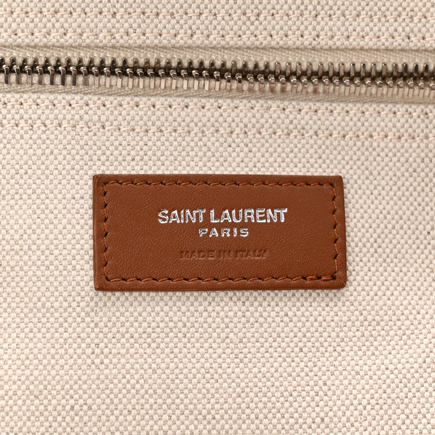 Linen Calfskin Rive Gauche Maxi Tote Grege et Noir - Image 10
