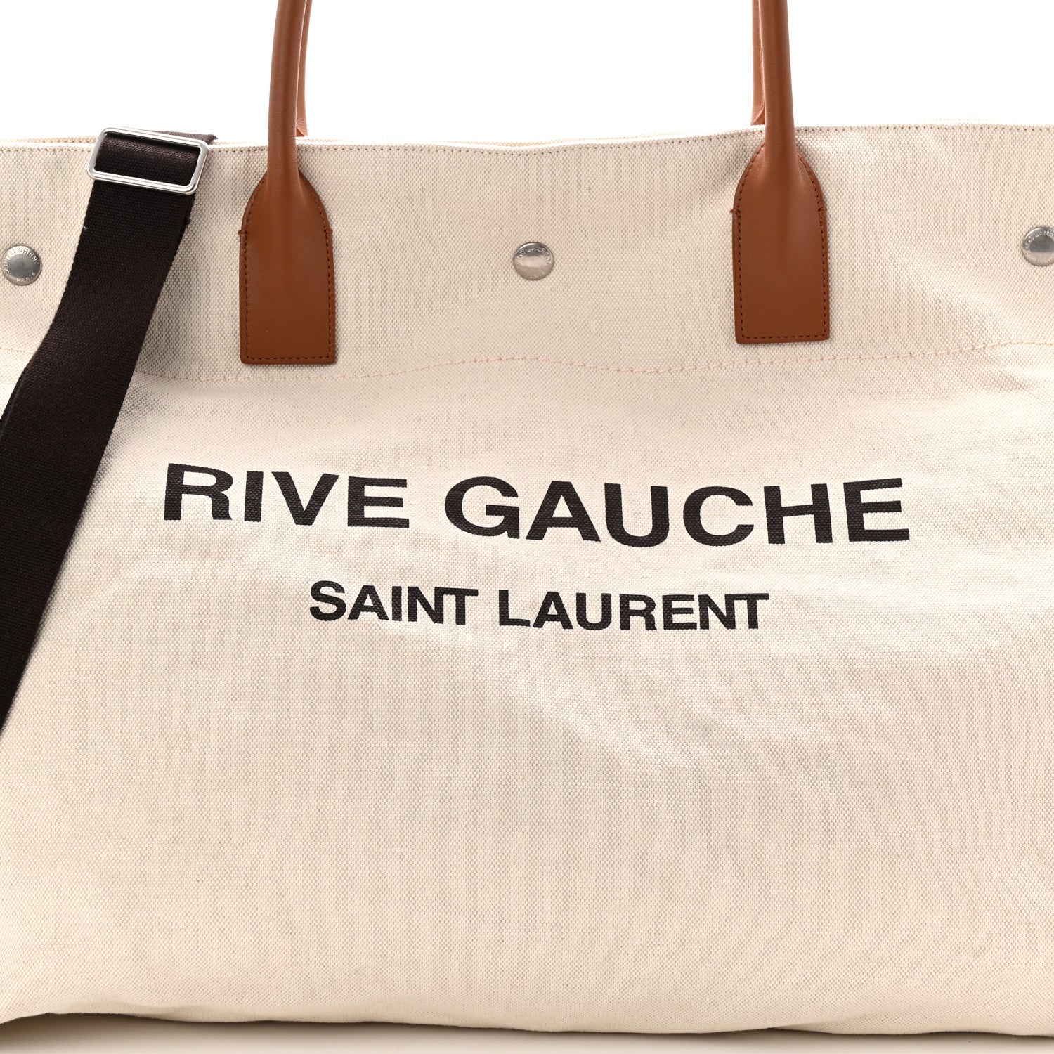 Linen Calfskin Rive Gauche Maxi Tote Grege et Noir - Image 15