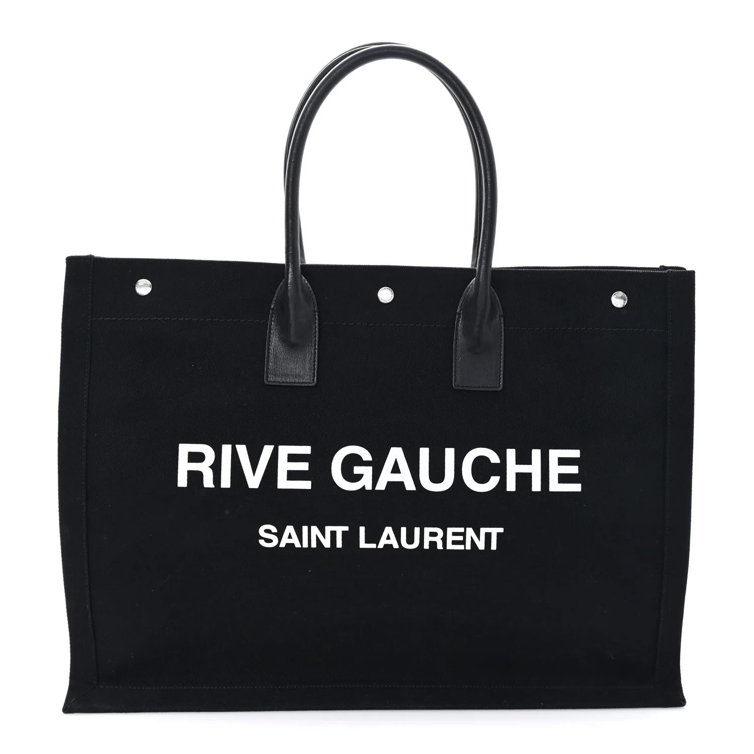 Linen Calfskin Rive Gauche Tote Black
