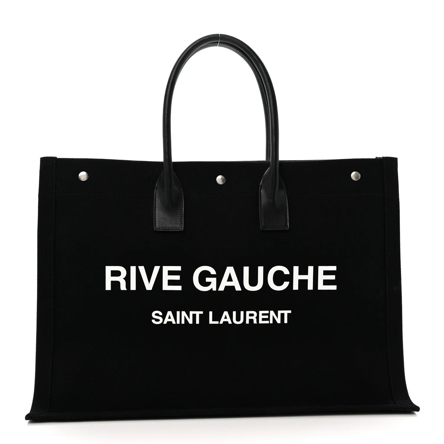 Linen Calfskin Rive Gauche Tote Black