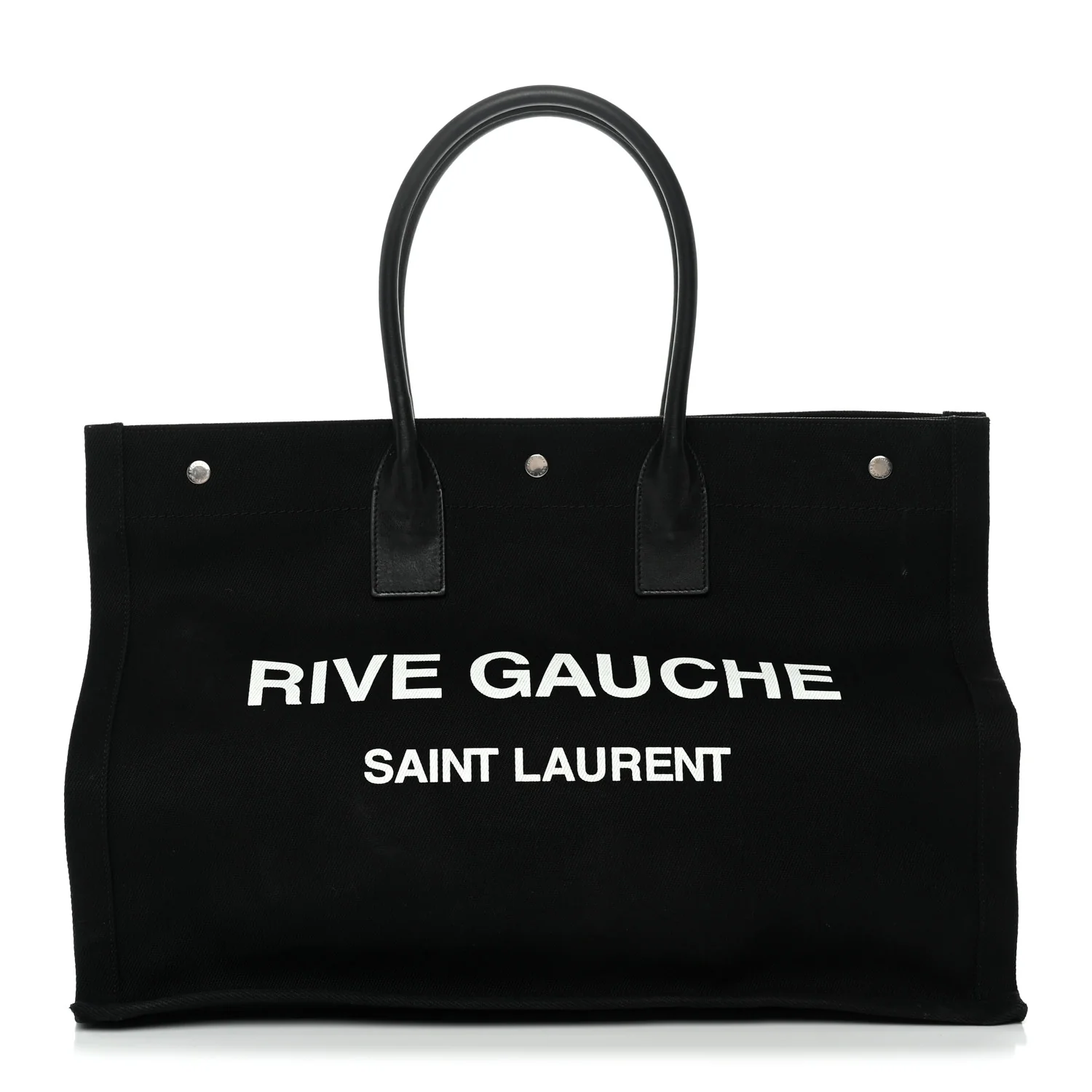 Linen Calfskin Rive Gauche Tote Black
