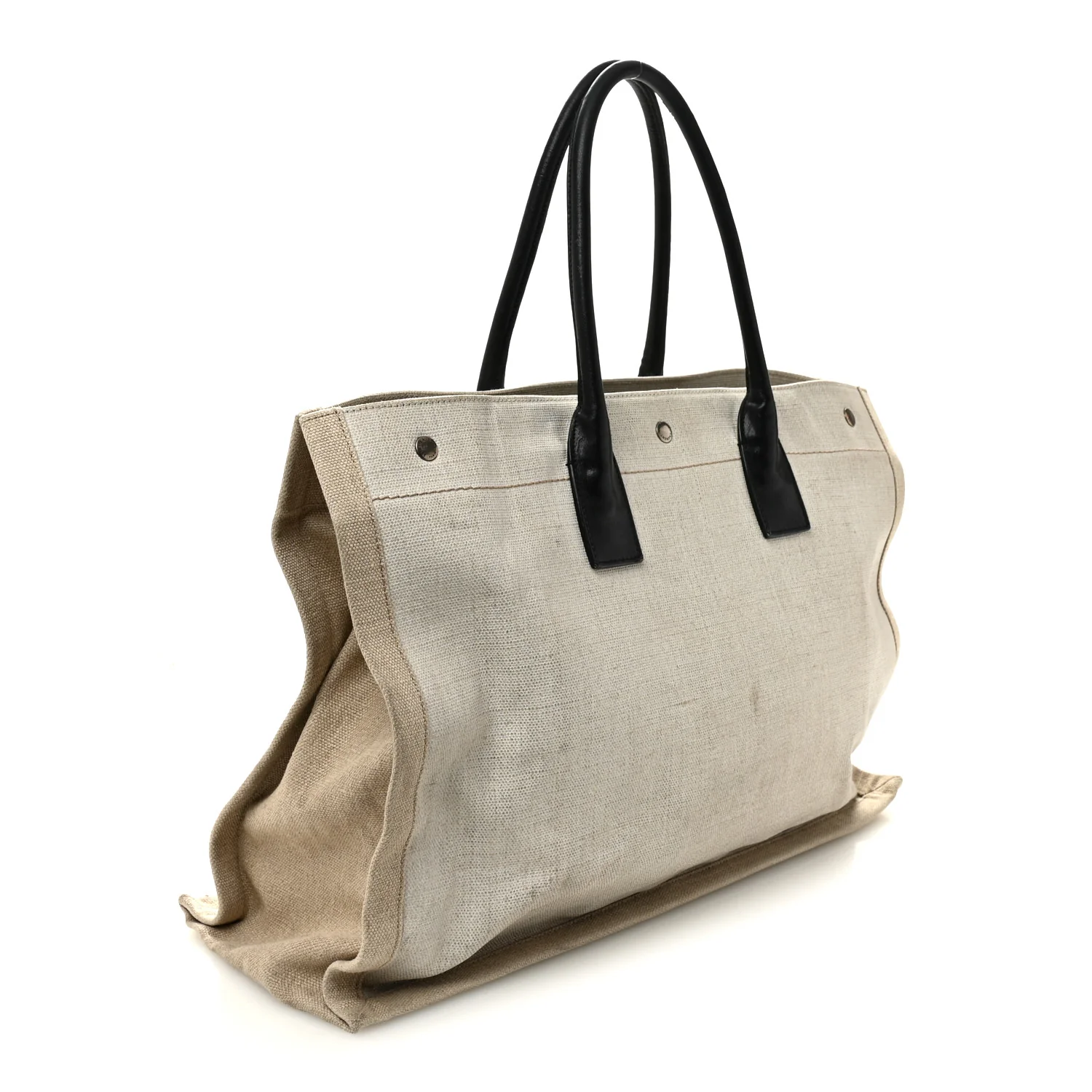 Linen Calfskin Rive Gauche Tote Optic White - Image 3