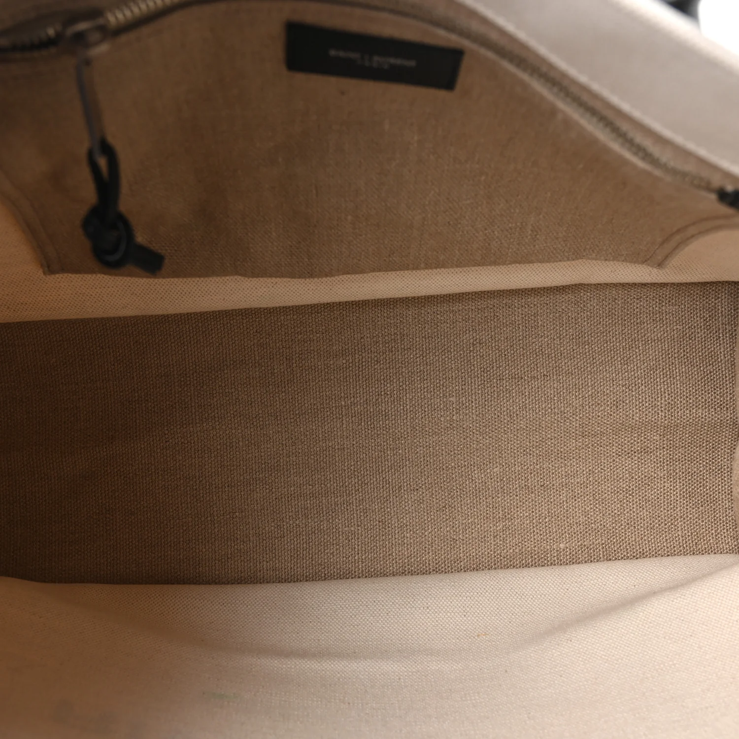 Linen Calfskin Small Rive Gauche Tote Greggio Natural - Image 5