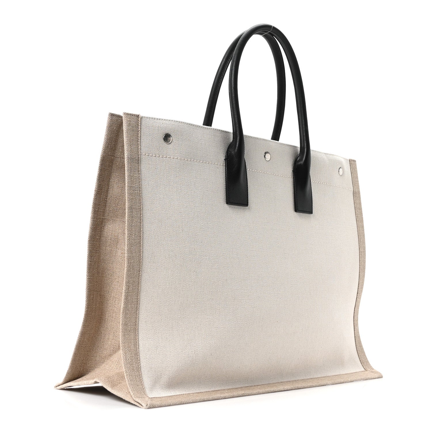 Linen Calfskin Small Rive Gauche Tote Greggio Natural - Image 3