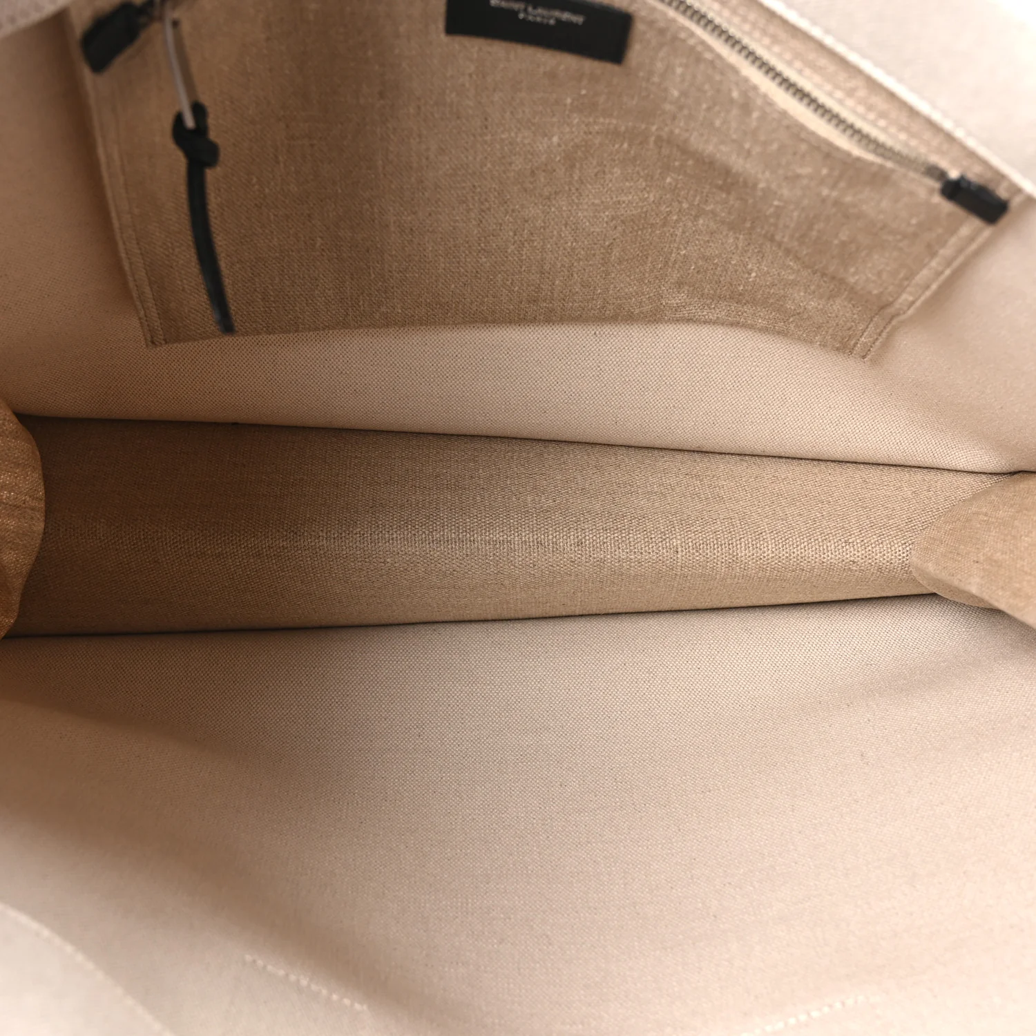 Linen Calfskin Small Rive Gauche Tote Greggio Natural - Image 5