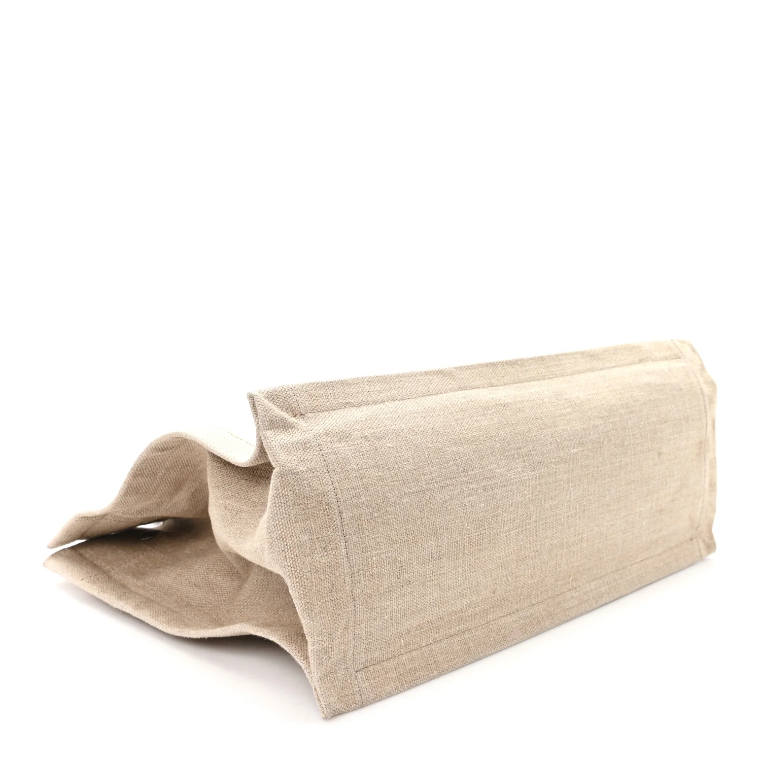 Linen Calfskin Small Rive Gauche Tote Greggio Natural - Image 3