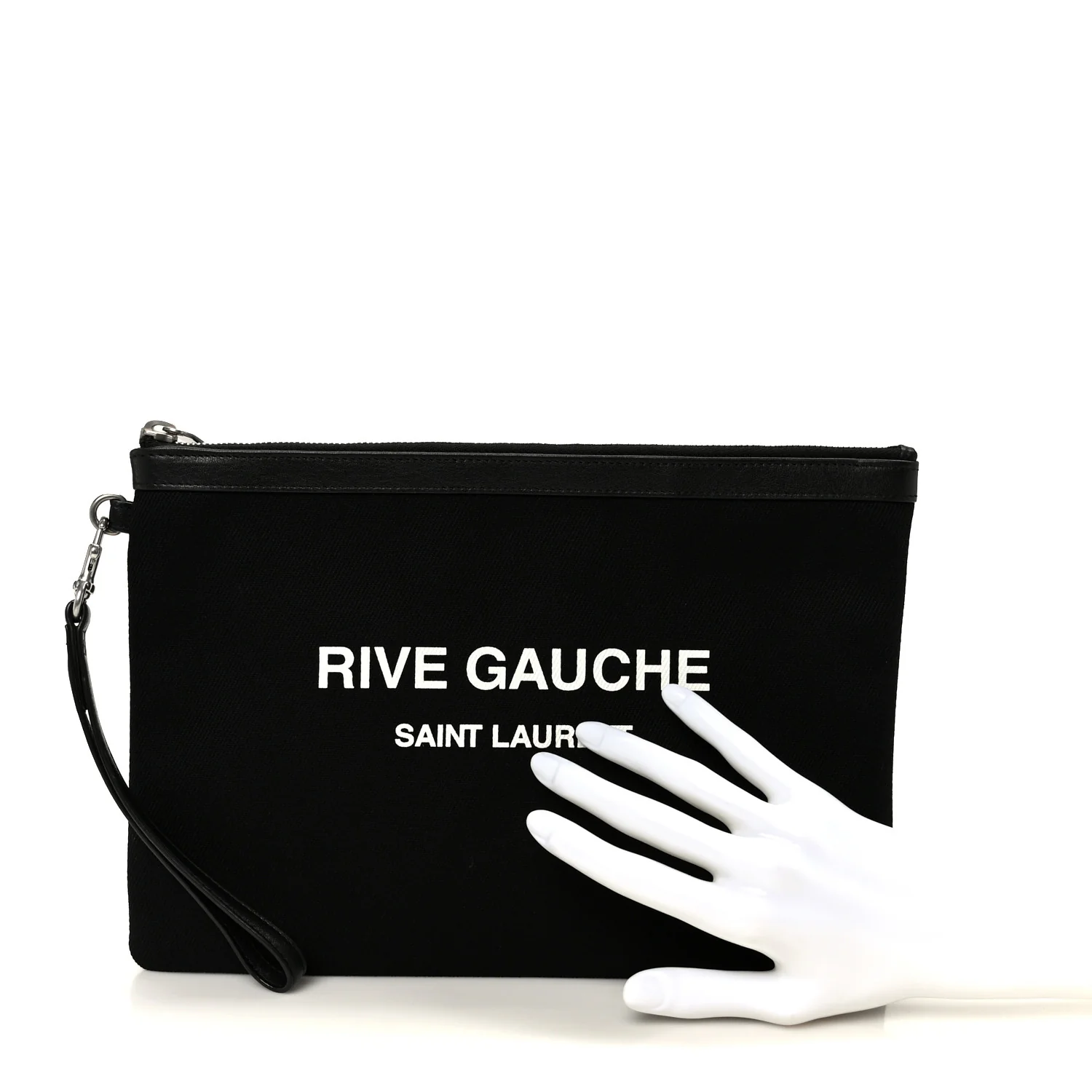 Linen Canvas Rive Gauche Zipped Pouch Black - Image 2