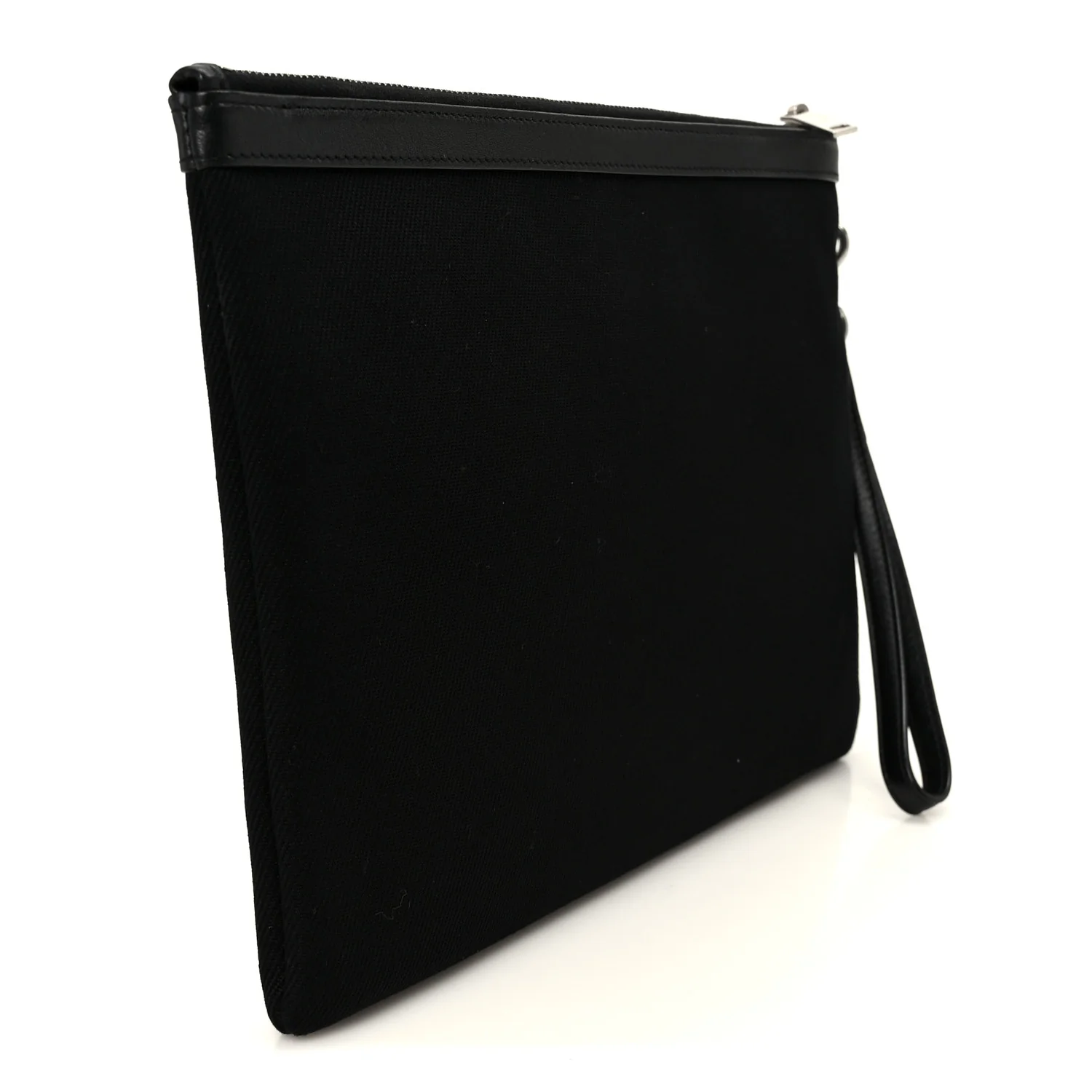 Linen Canvas Rive Gauche Zipped Pouch Black - Image 3