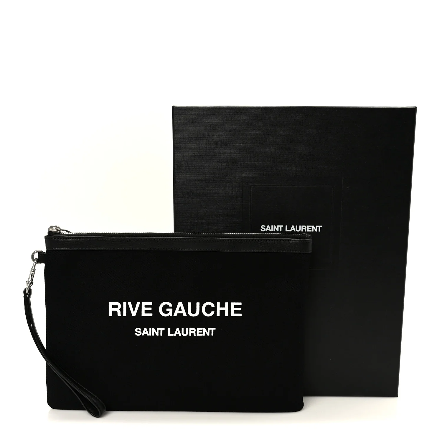 Linen Canvas Rive Gauche Zipped Pouch Black - Image 9