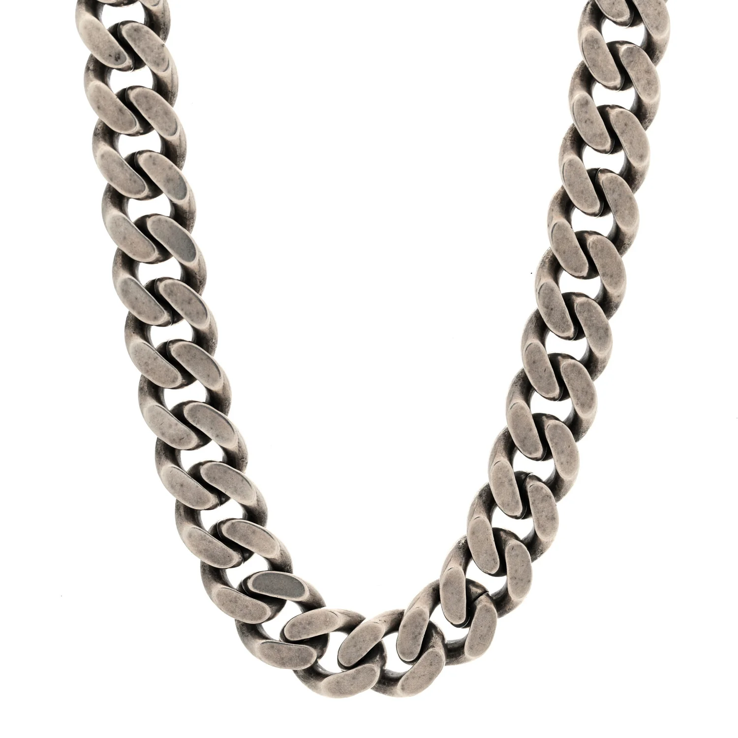 Metal Curb Chain Necklace Oxidized Silver