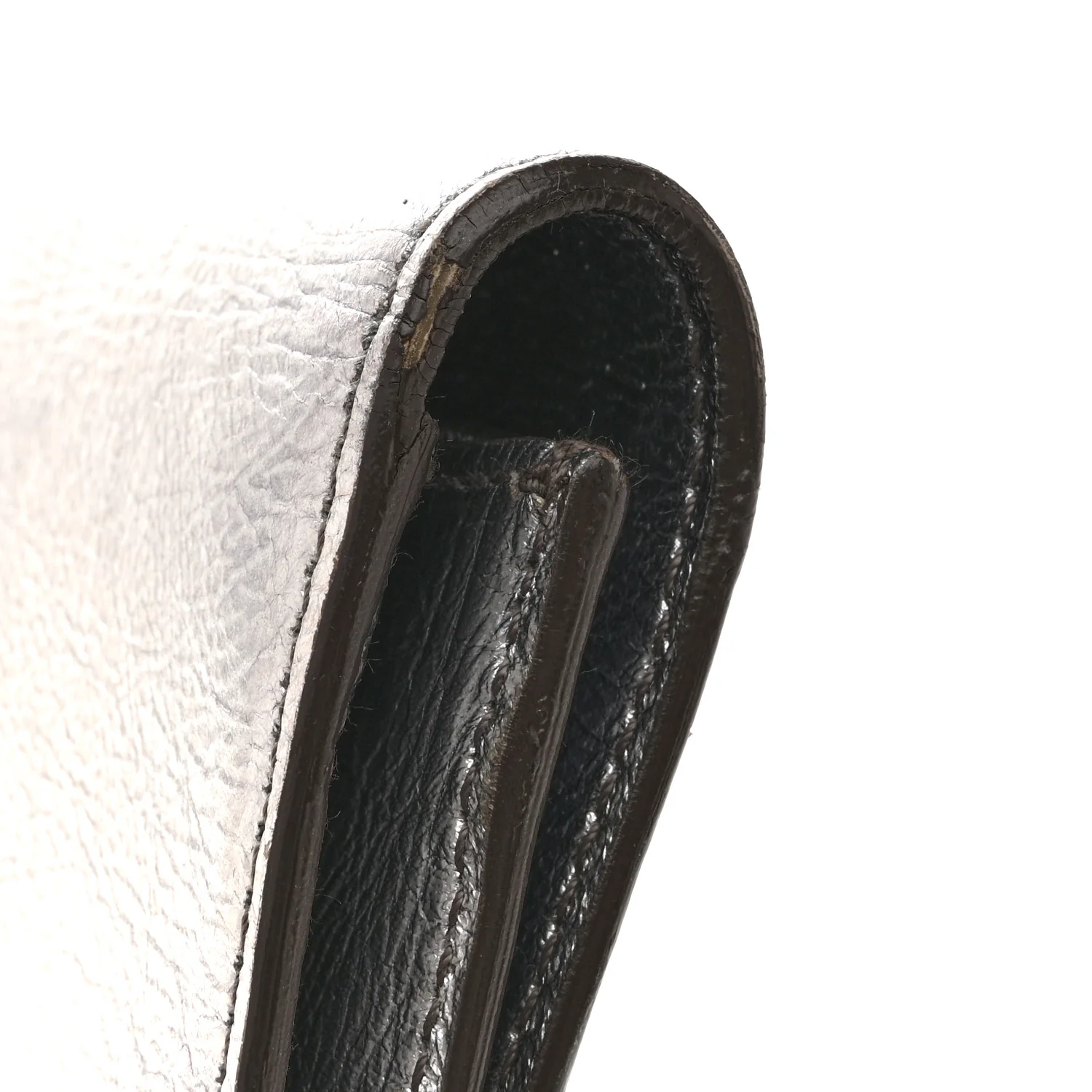Metallic Calfskin Large Belle De Jour Clutch Dark Silver - Image 8