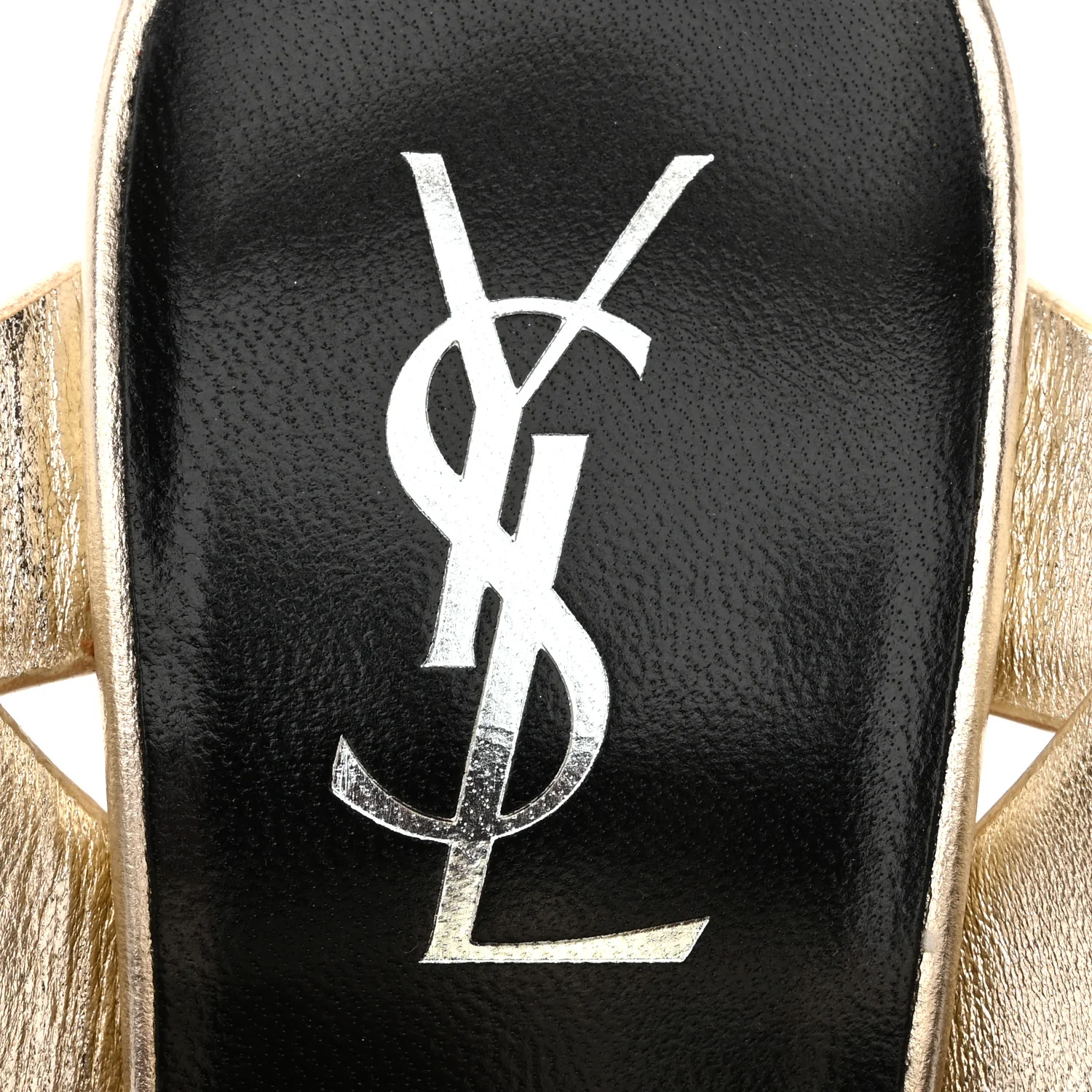 Metallic Calfskin Tribute 105 Platform Sandals 37 Platino - Image 7