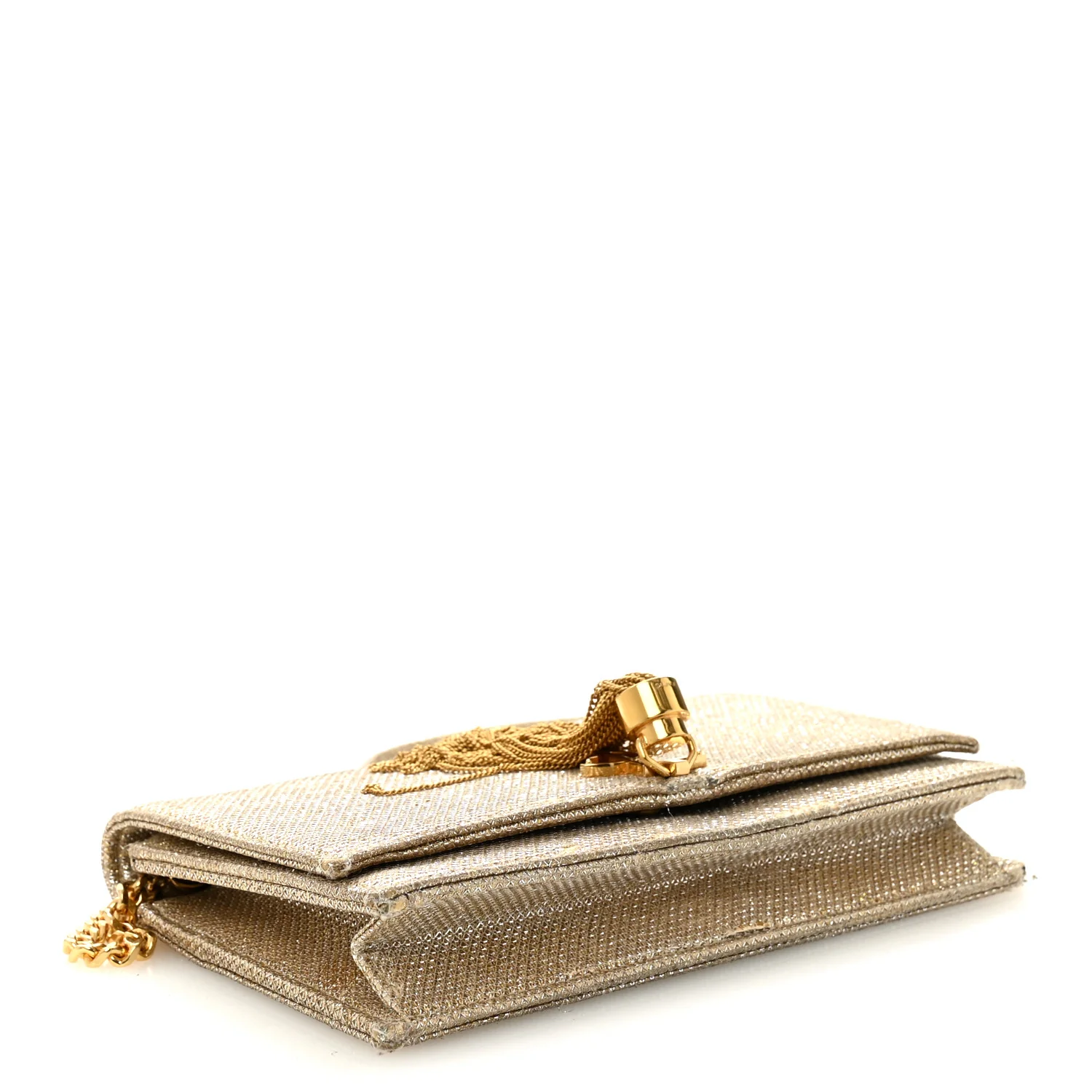 Metallic Canvas Woven Small Classic Monogram Kate Tassel Chain Wallet Gold - Image 4
