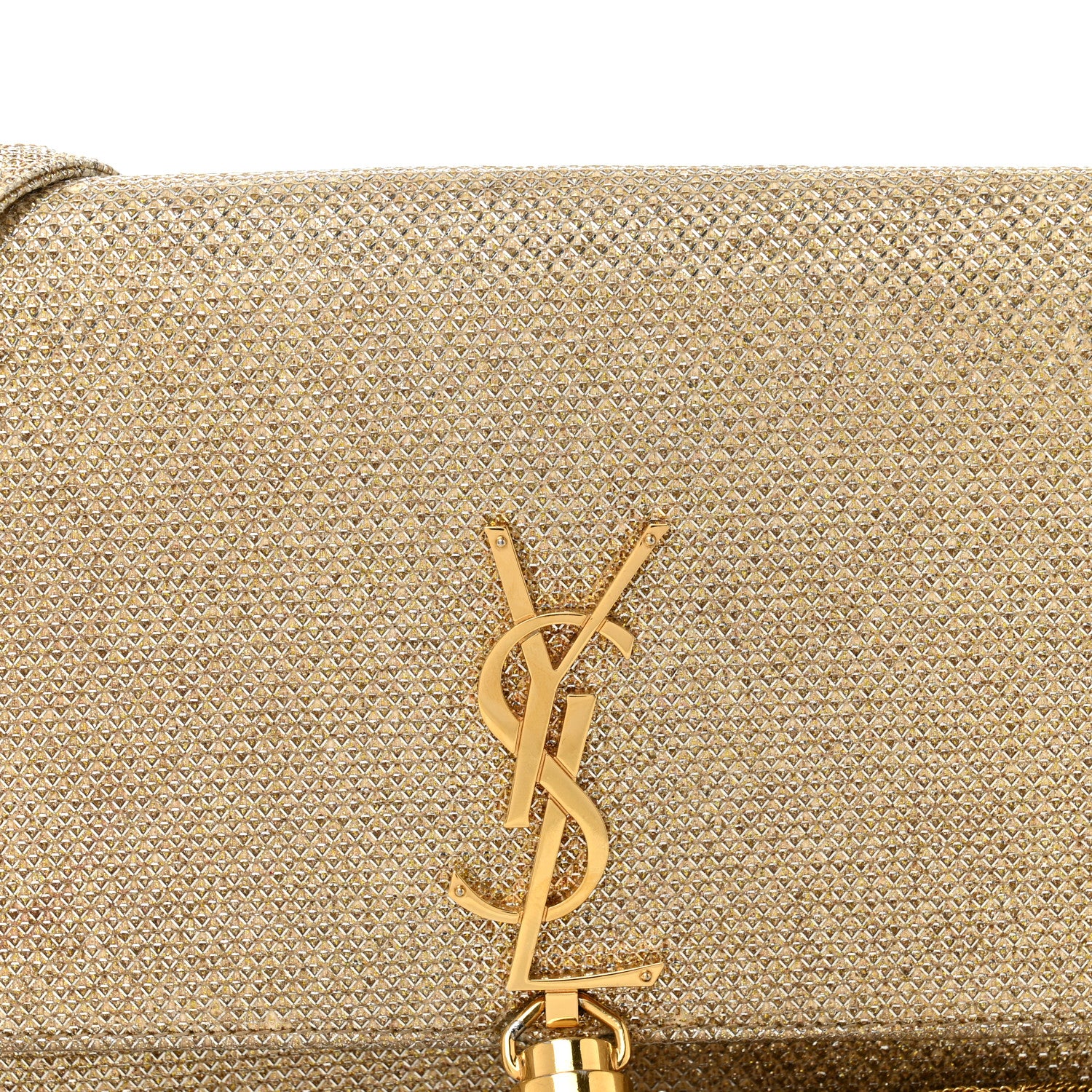 Metallic Canvas Woven Small Classic Monogram Kate Tassel Chain Wallet Gold - Image 7