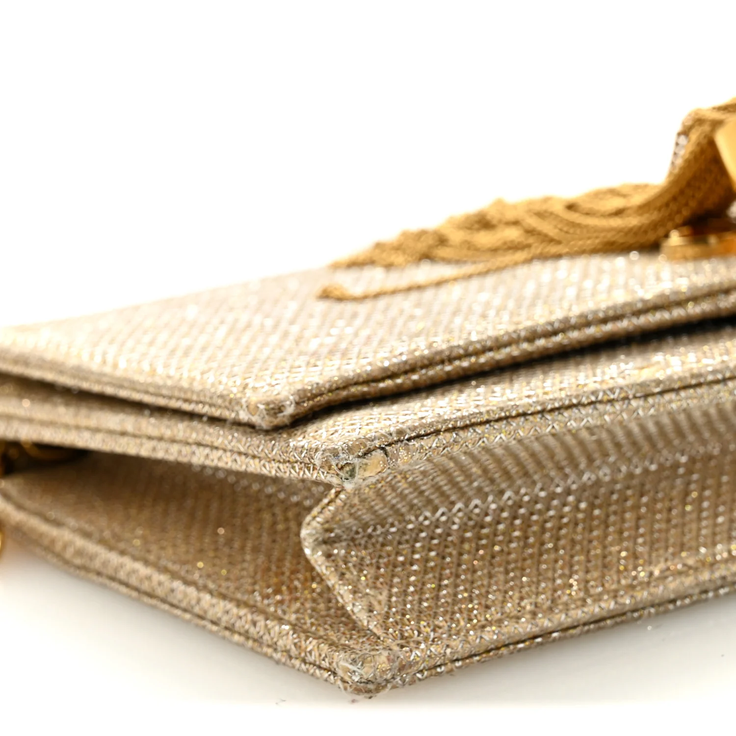 Metallic Canvas Woven Small Classic Monogram Kate Tassel Chain Wallet Gold - Image 8