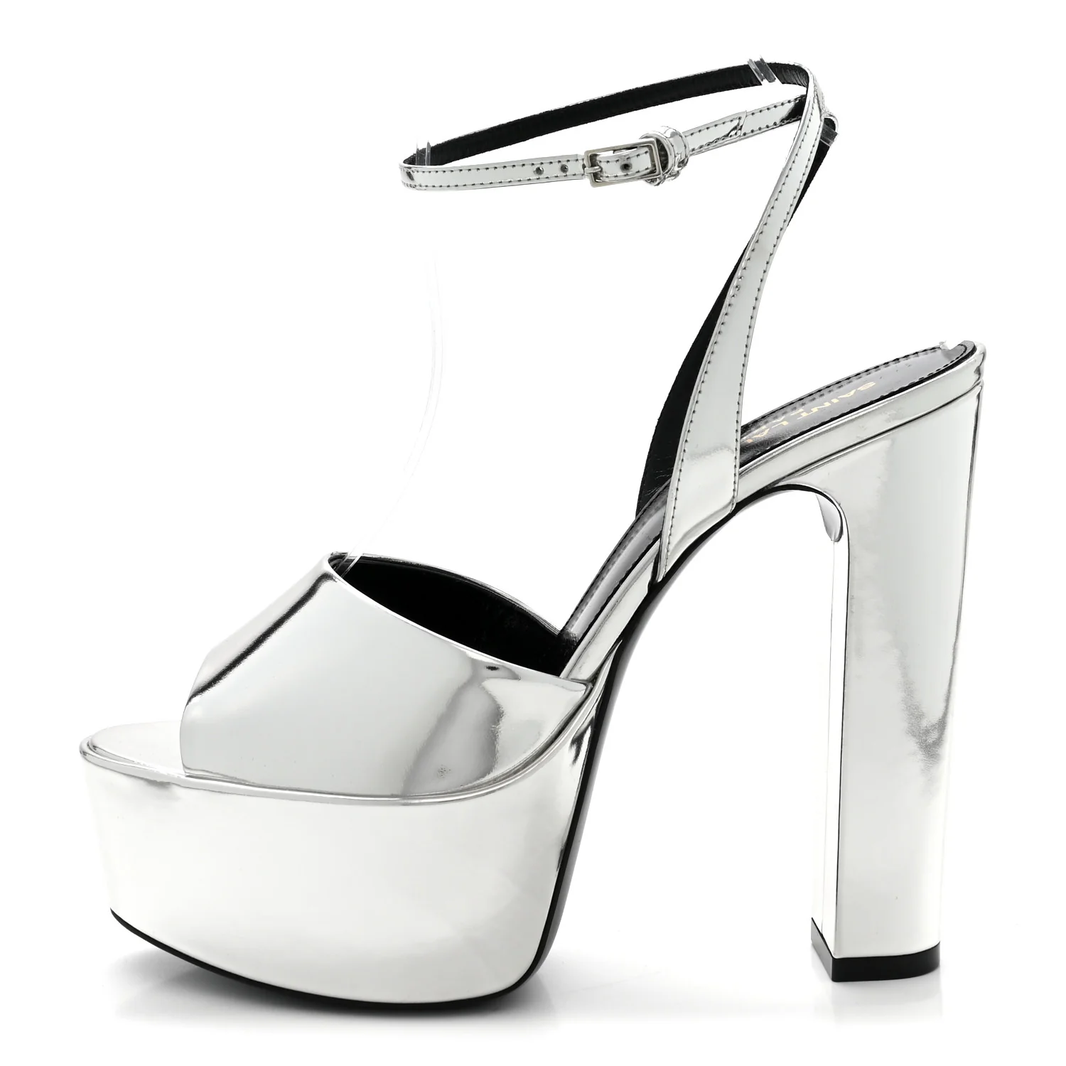 Metallic Patent Jodie 95 Platform Sandals 38 Silver