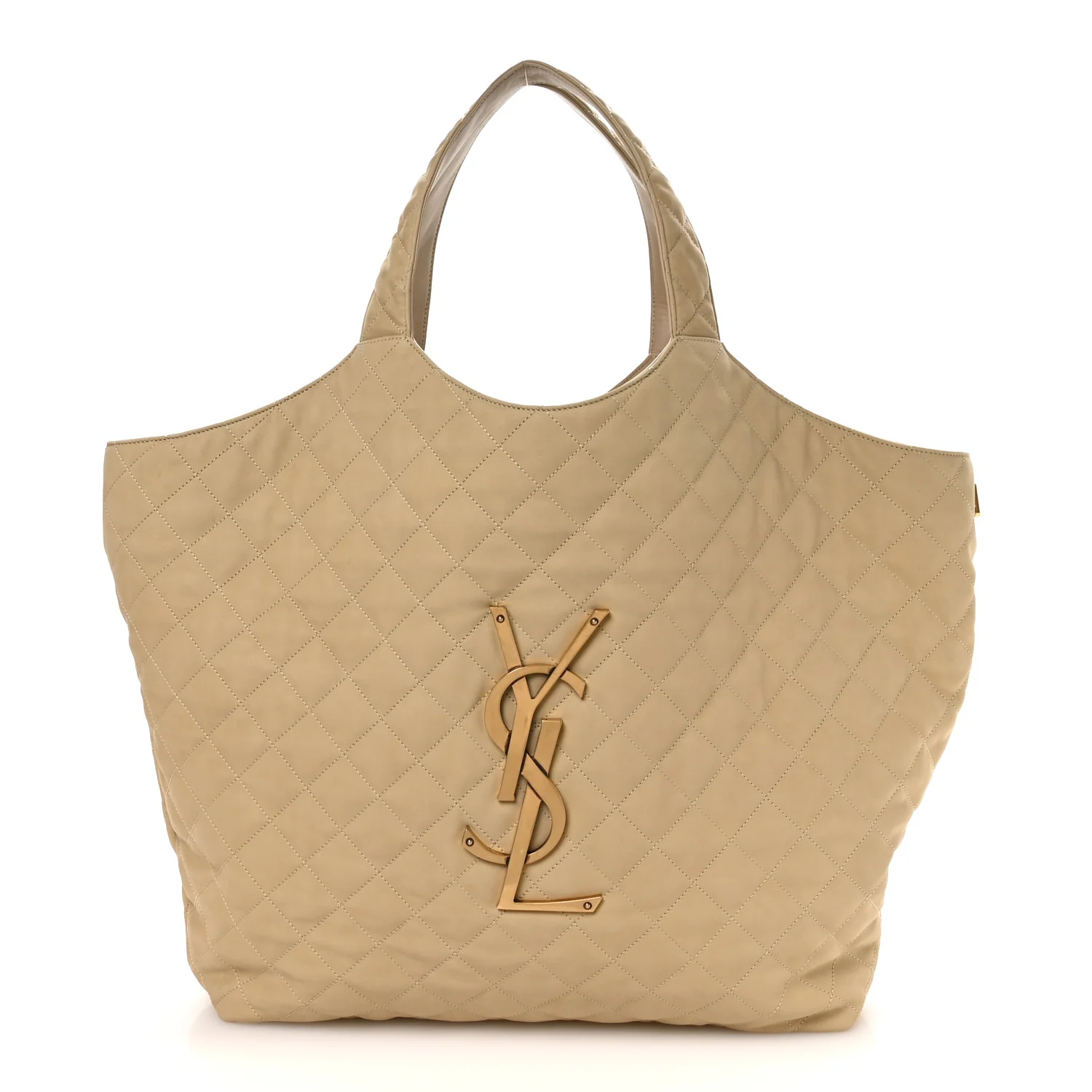 Nubuck Suede Quilted Maxi Icare Shopping Tote Beige