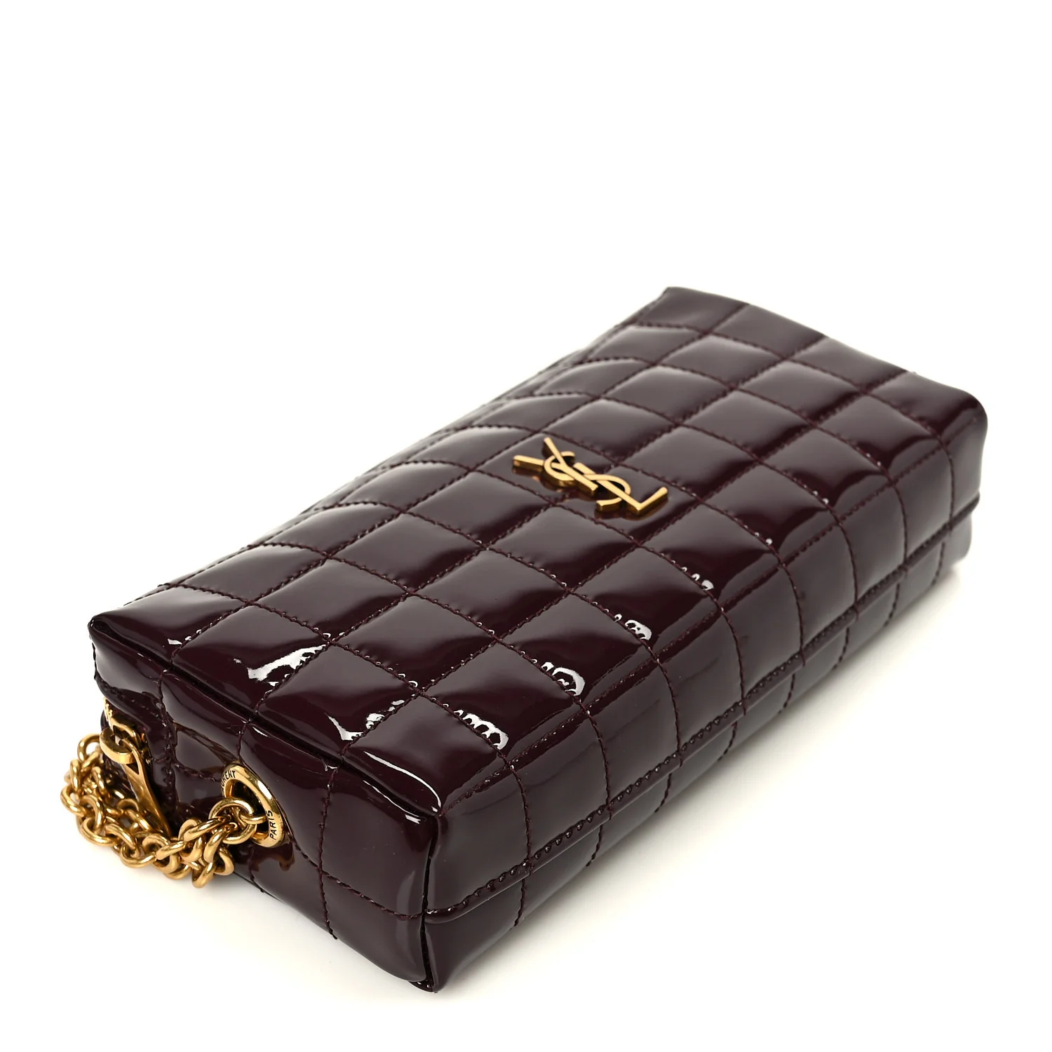 Patent Calfskin Carre Quilted Cassandre Pouch On Chain Purple - Image 4