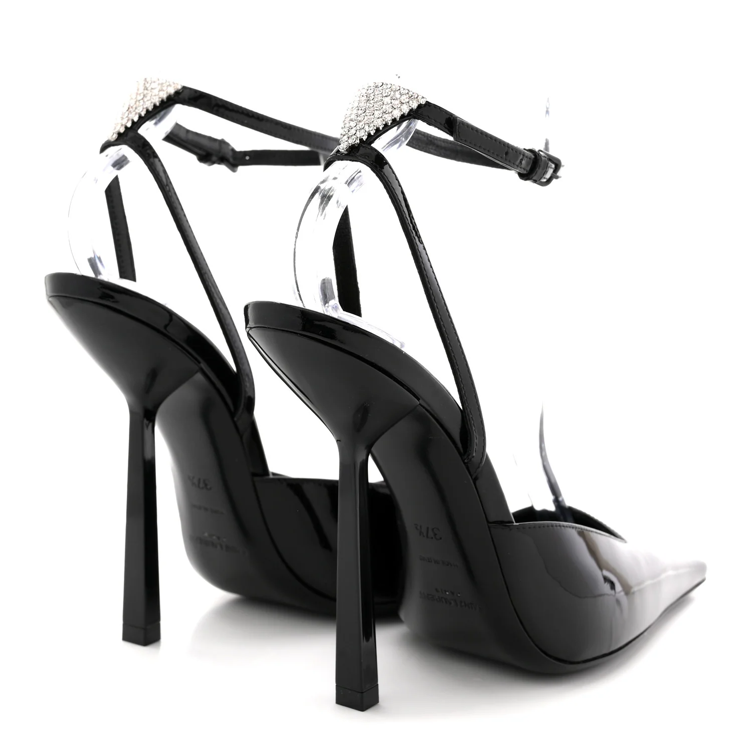 Patent Calfskin Crystal Anouk Pumps 37.5 Black - Image 5