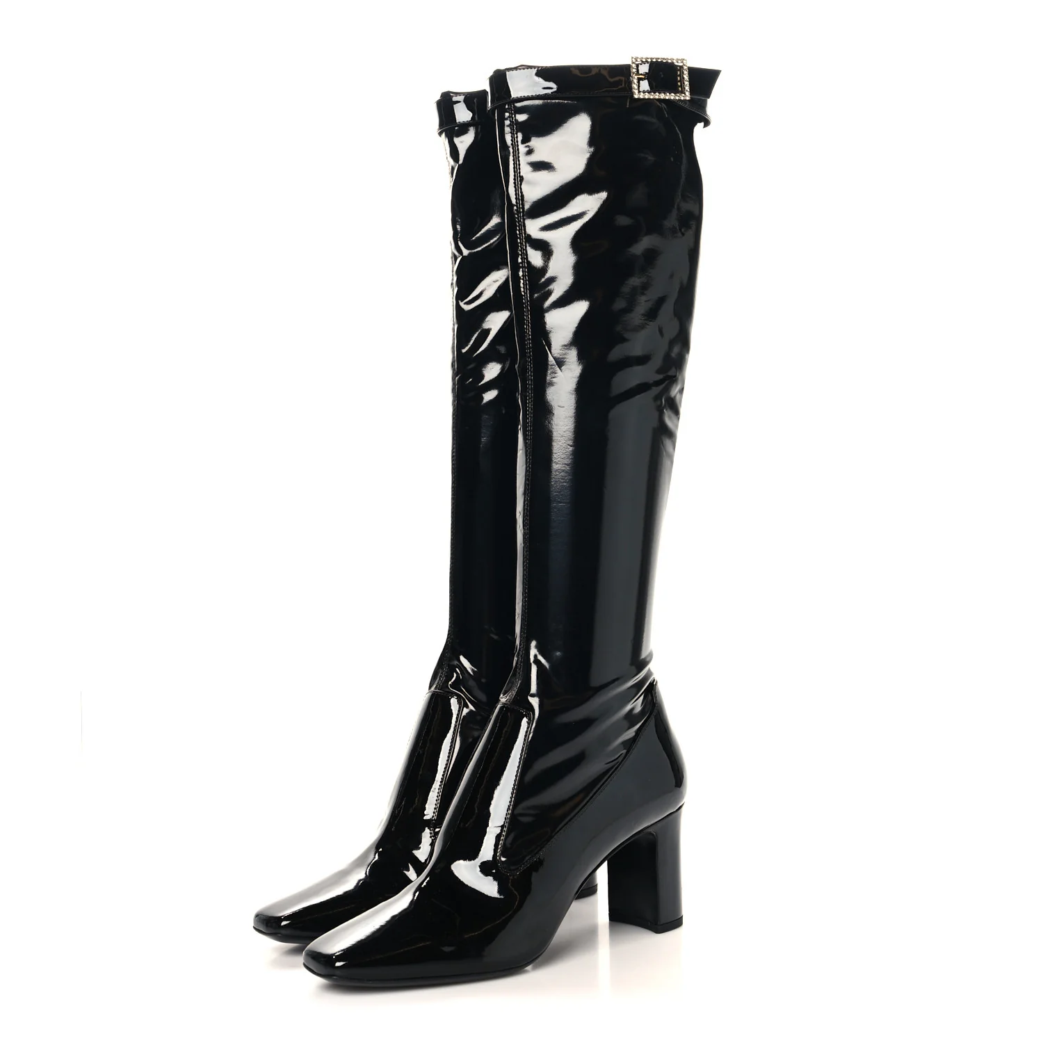 Patent Calfskin Diane 100 Boots 41 Black - Image 3