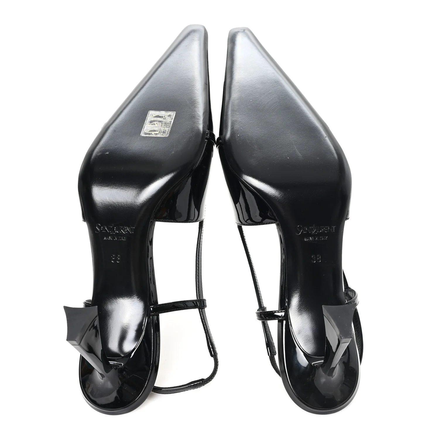 Patent Calfskin Jacqueline 75 Slingback Pumps 38 Black - Image 6