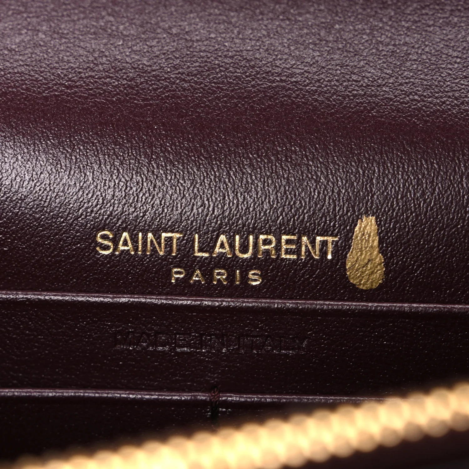Patent Calfskin Matelasse Chevron Monogram Envelope Chain Wallet Dark Red Wine - Image 6