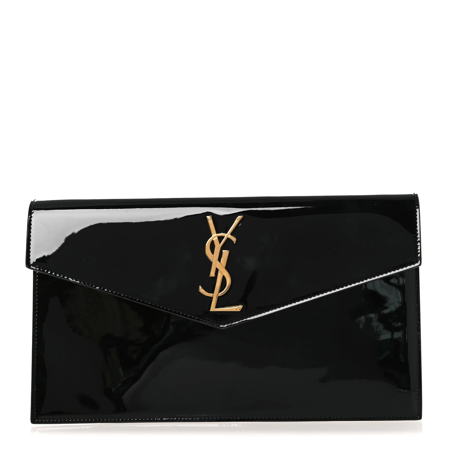 Patent Calfskin Monogram Uptown Clutch Black