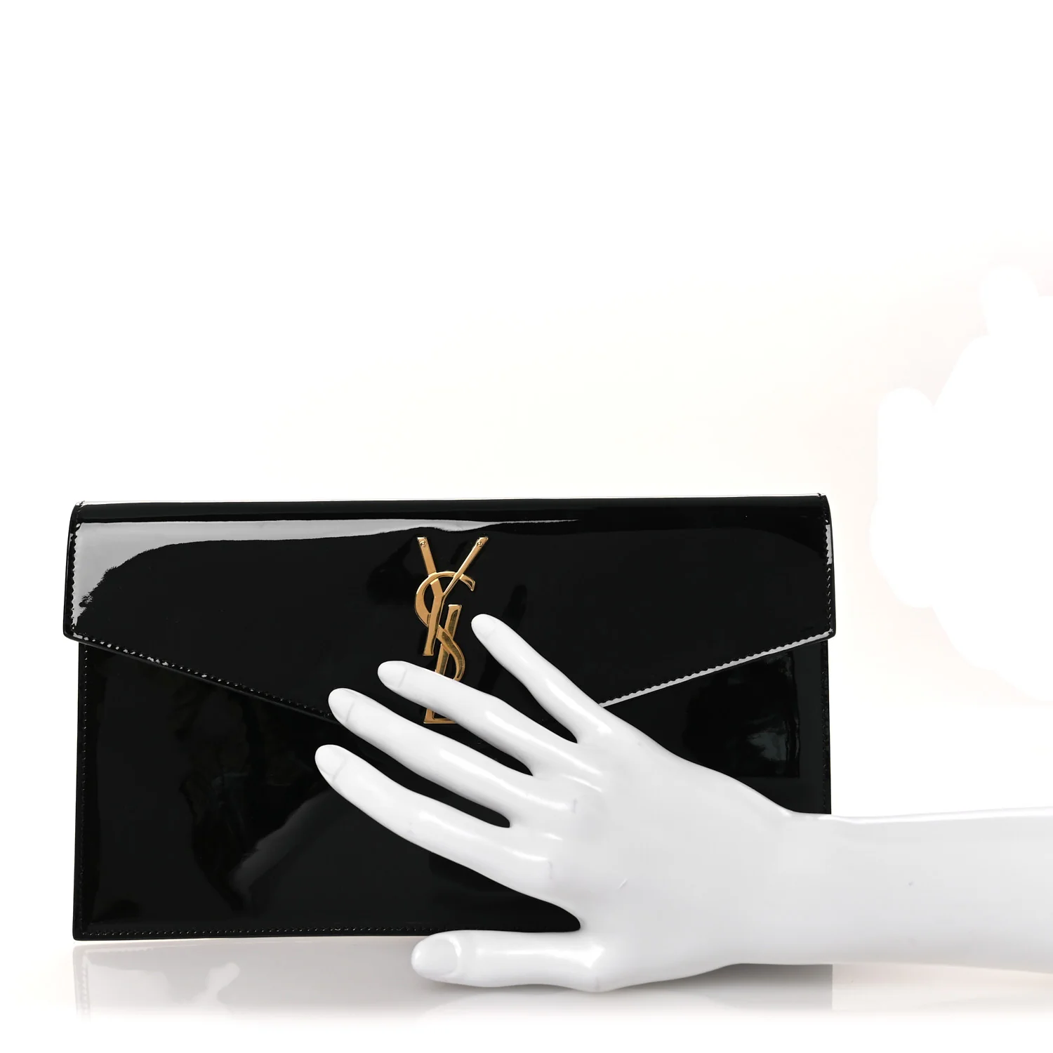 Patent Calfskin Monogram Uptown Clutch Black - Image 2