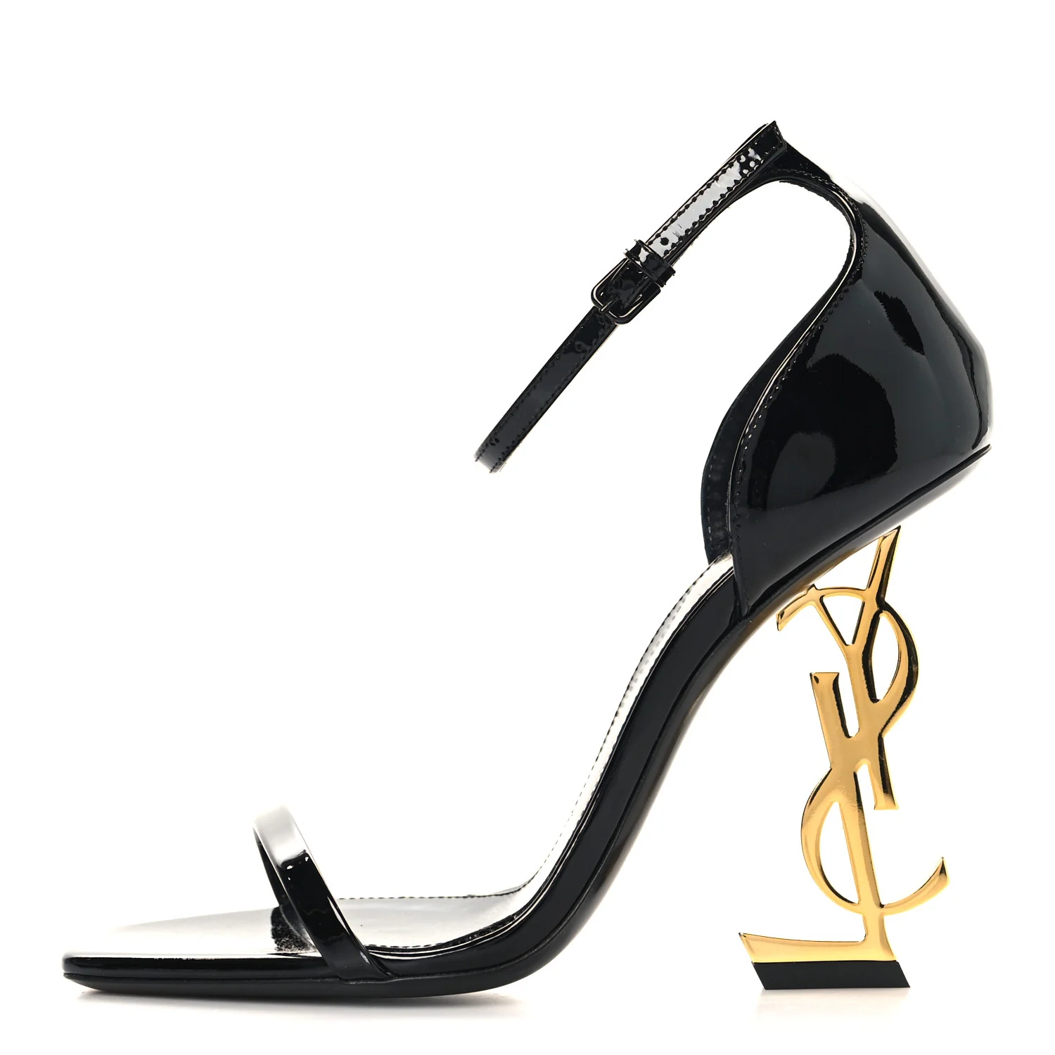 Patent Calfskin Opyum 110 Sandals 36 Black Gold