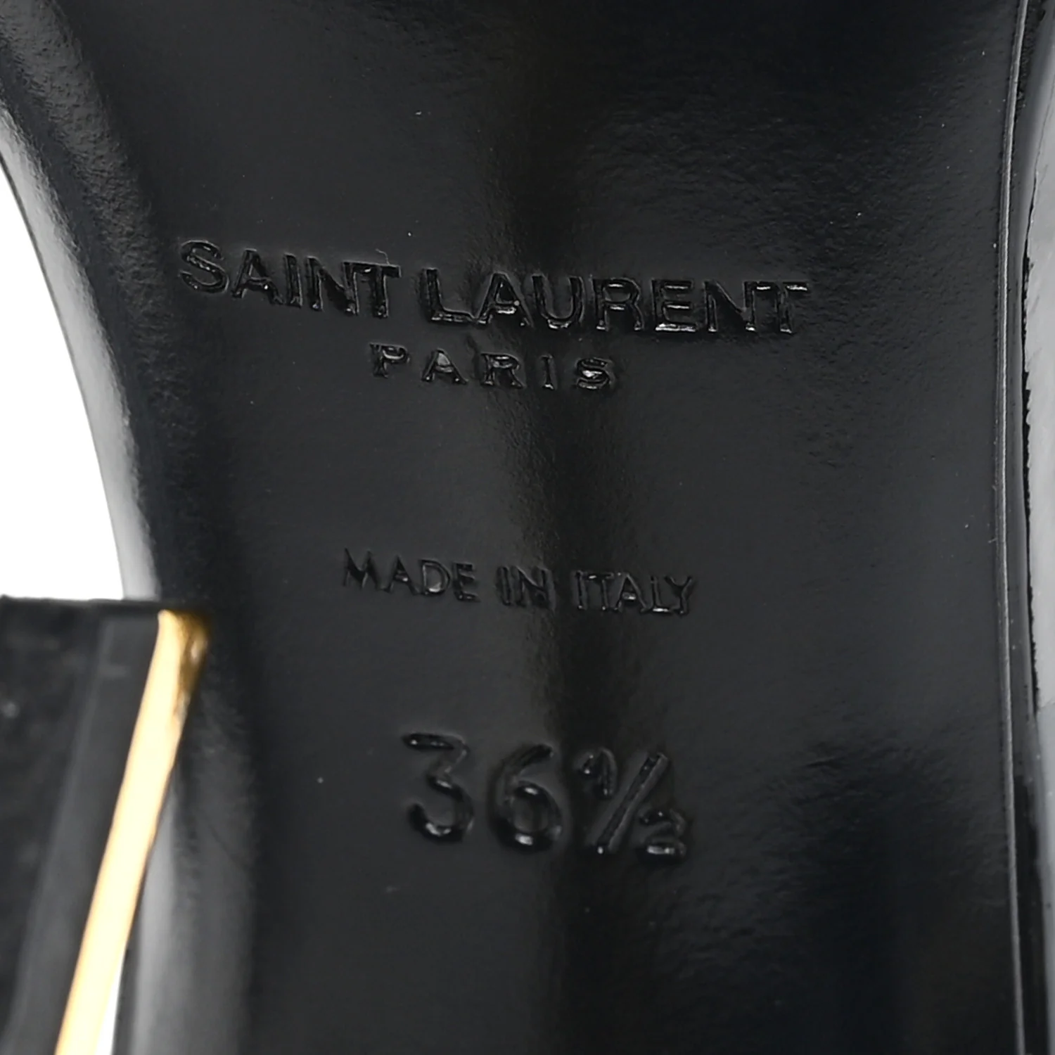 Patent Calfskin Opyum 110 Sandals 36.5 Black Gold - Image 7