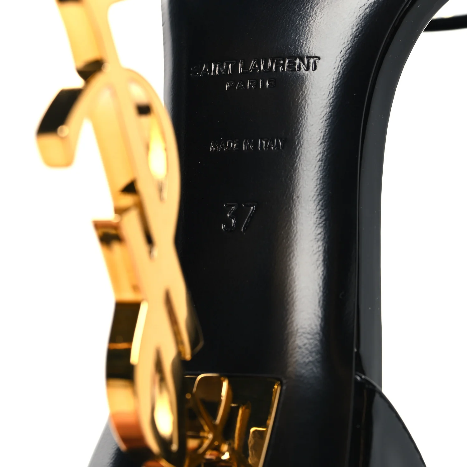 Patent Calfskin Opyum 110 Sandals 37 Black Gold - Image 7