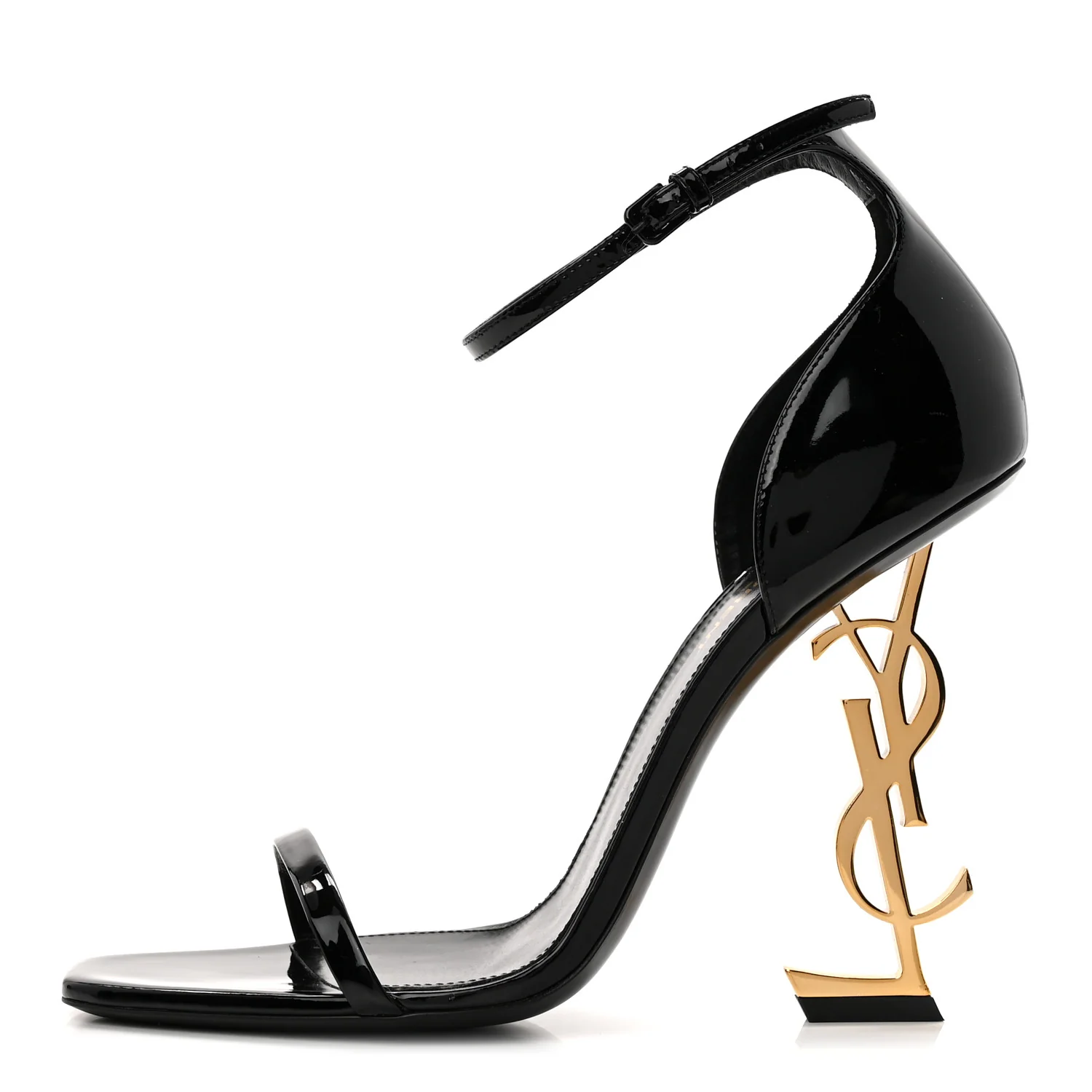 Patent Calfskin Opyum 110 Sandals 40 Black Gold