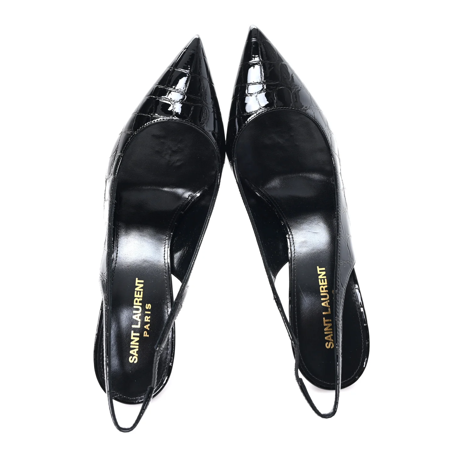 Patent Crocodile Embossed Opyum 110 Slingback 39 Black - Image 2