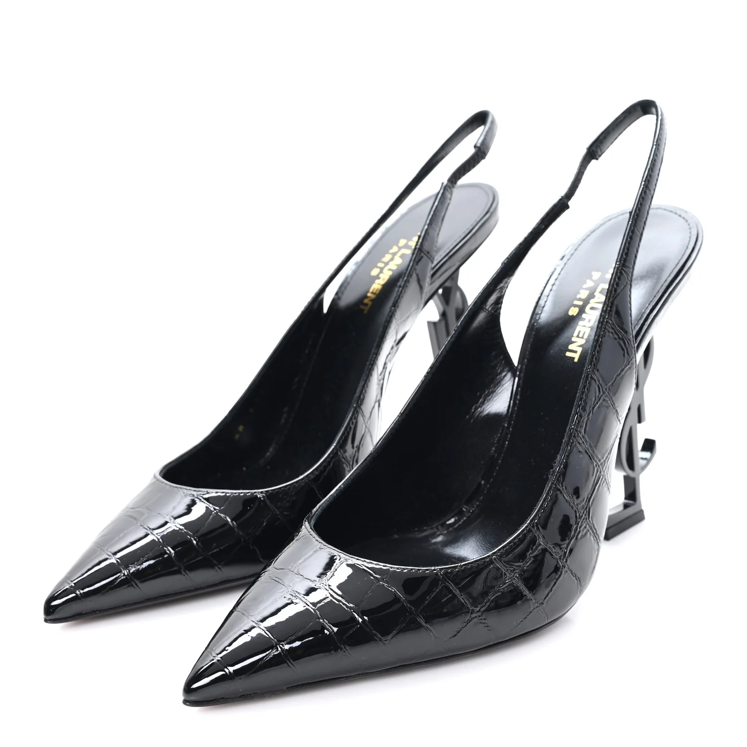 Patent Crocodile Embossed Opyum 110 Slingback 39 Black - Image 4