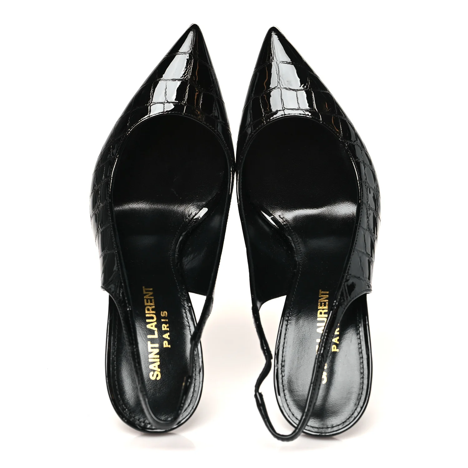 Patent Crocodile Embossed Opyum 110 Slingback Pumps 37 Black - Image 2