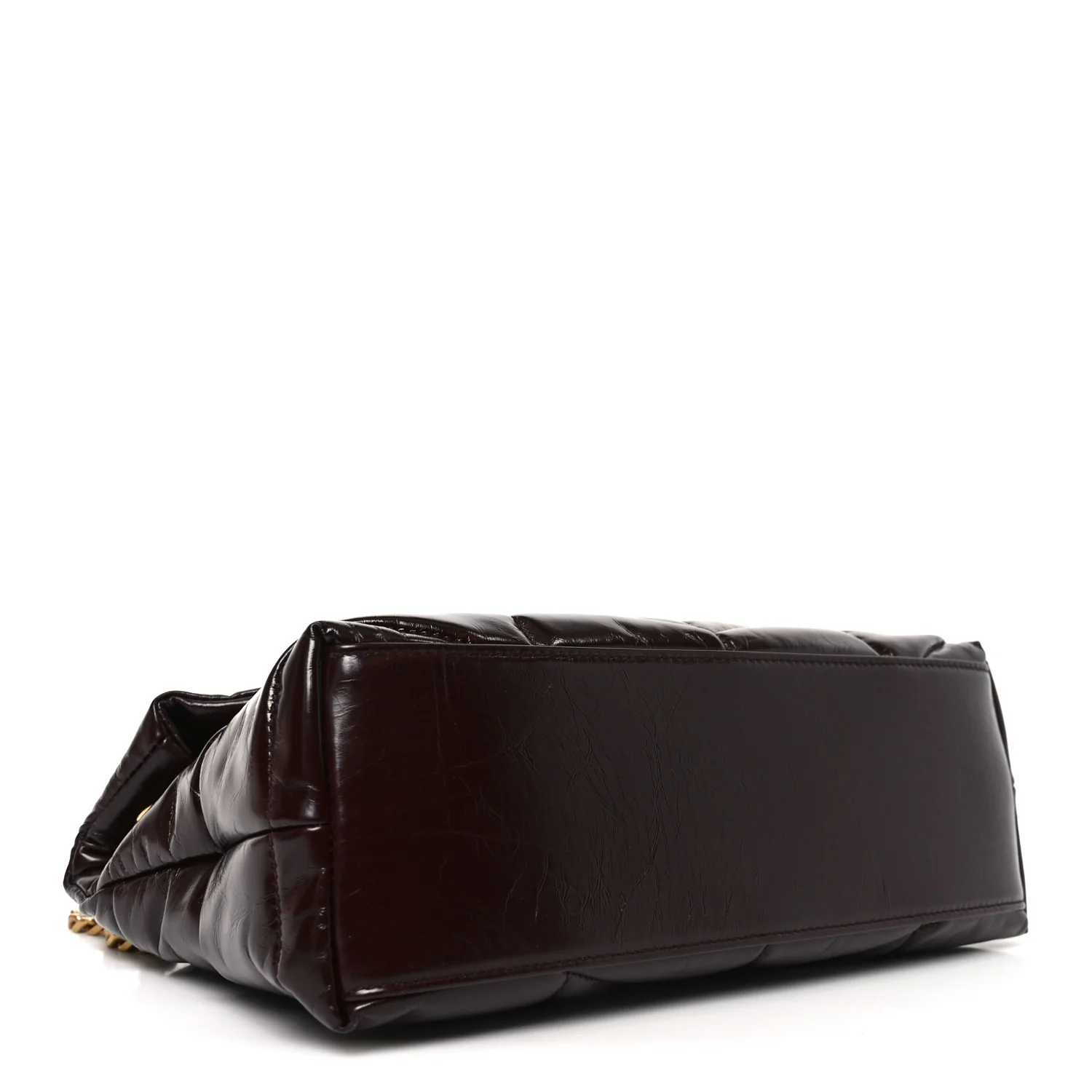 Patent Quilted Small Loulou Puffer Monogram Chain Satchel Barolo Red - Image 4